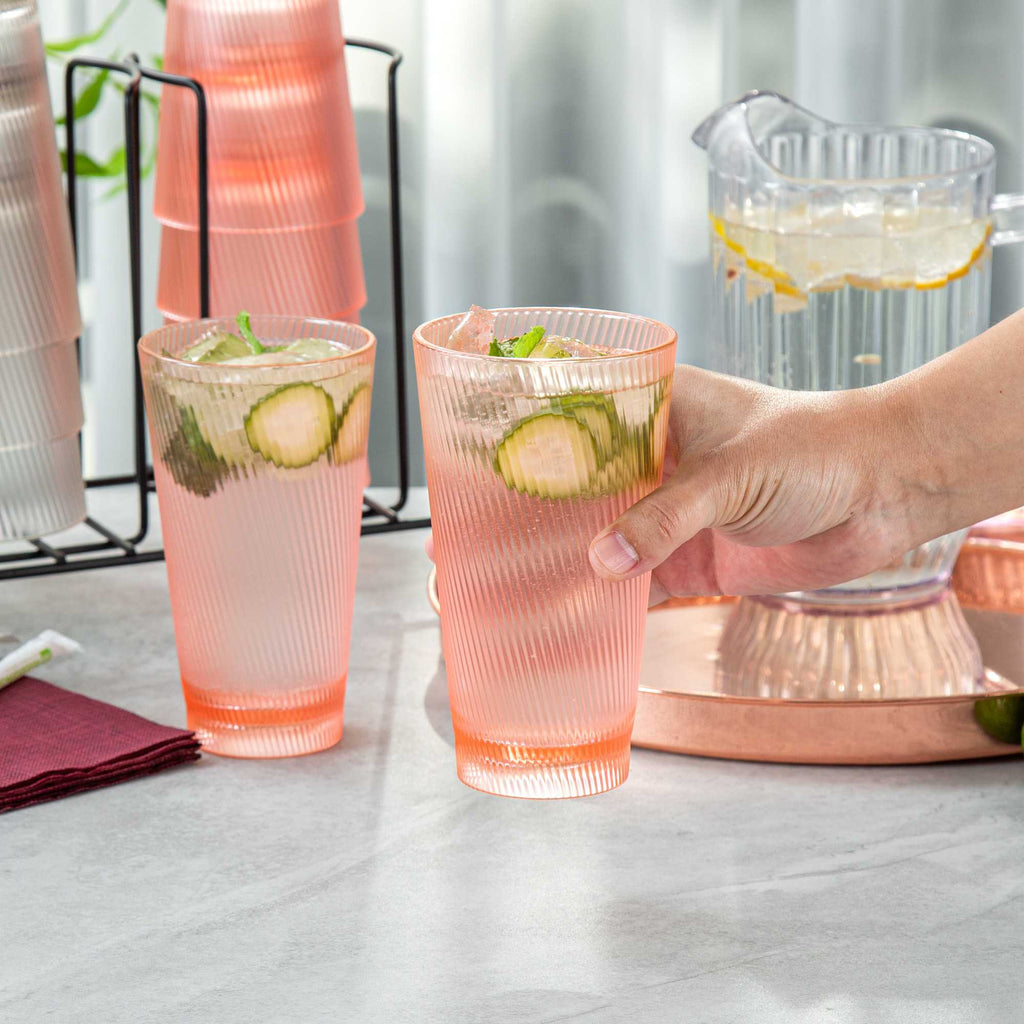 Bev Tek 16 oz Pink SAN Plastic Tumbler - 6 count box