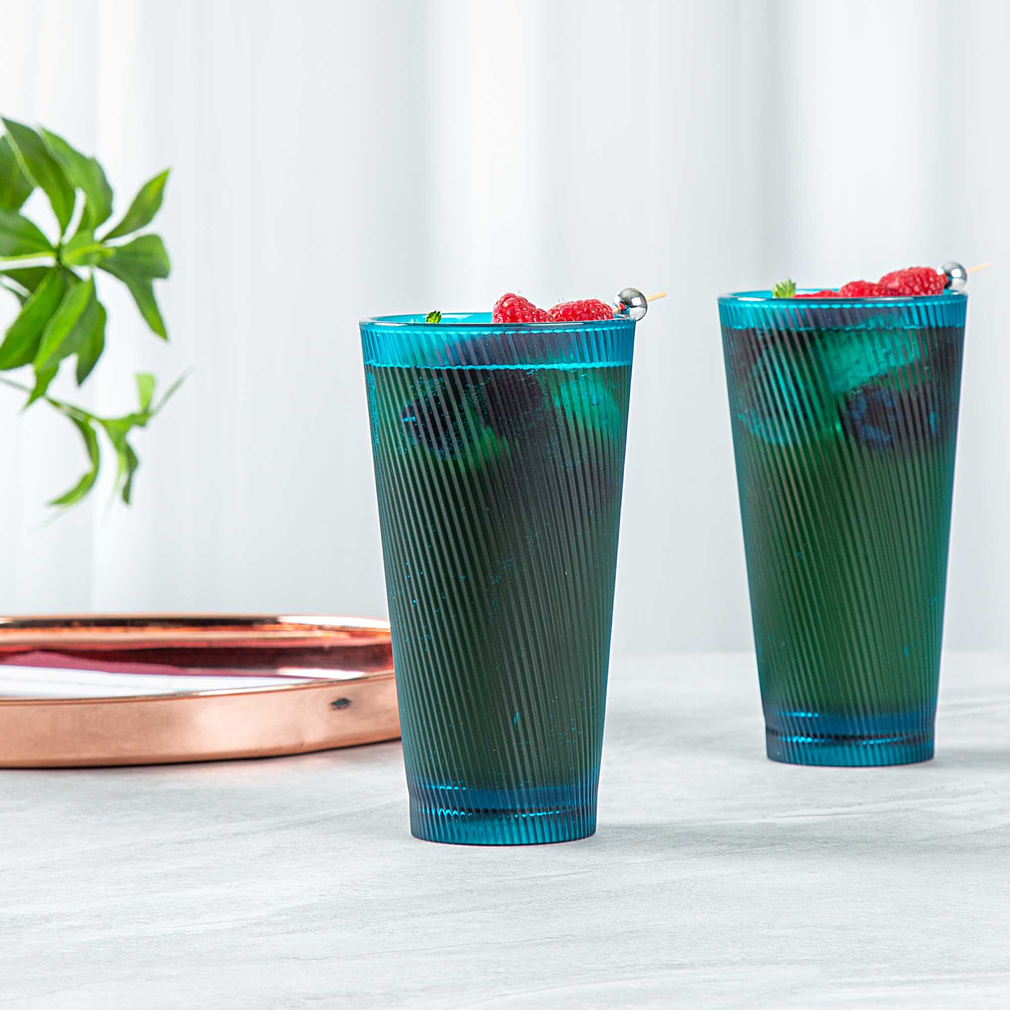 Bev Tek 20 oz Blue SAN Plastic Tumbler - 6 count box