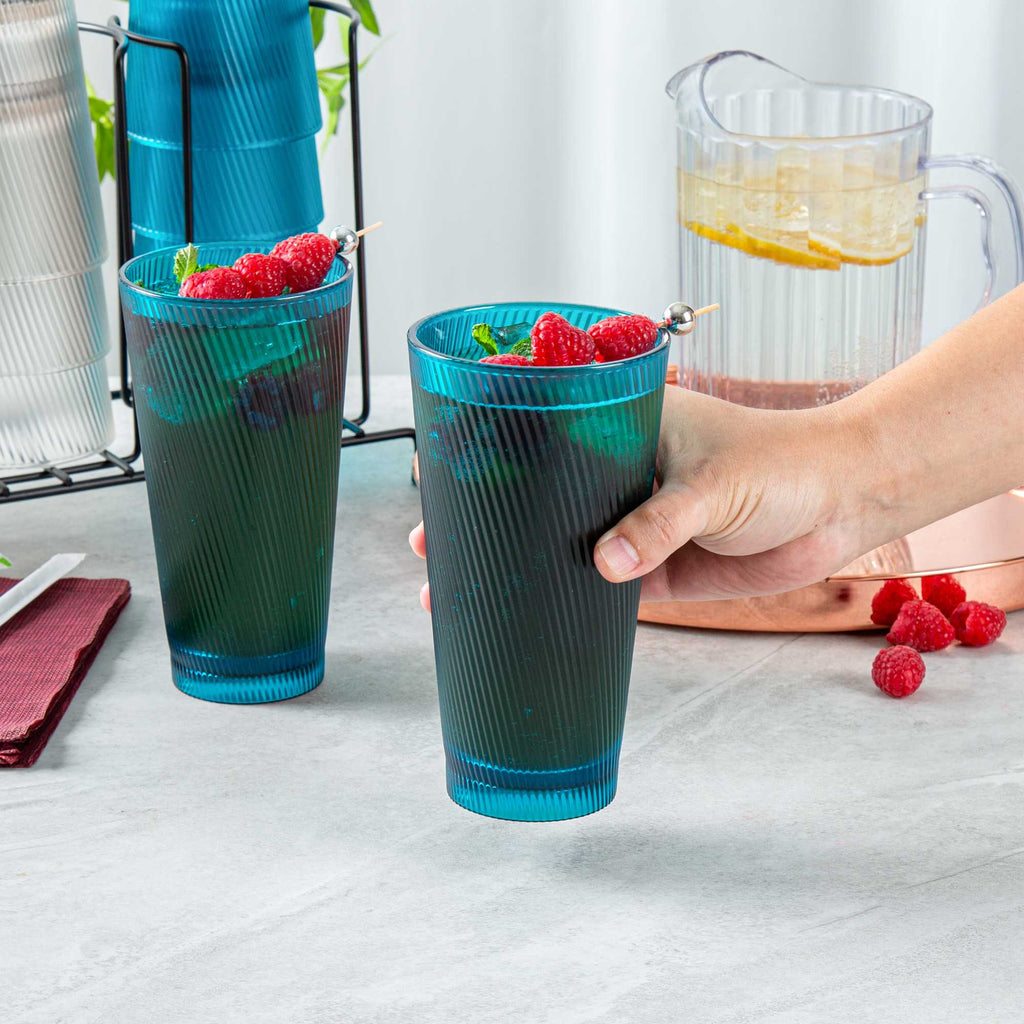 Bev Tek 20 oz Blue SAN Plastic Tumbler - 6 count box