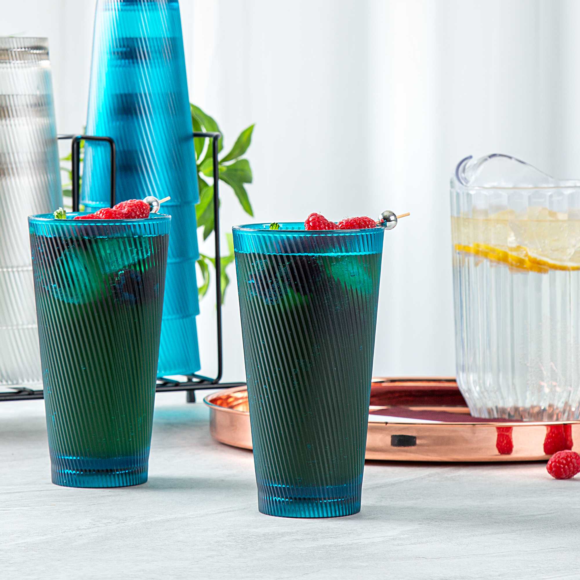 Bev Tek 20 oz Blue SAN Plastic Tumbler - 48 count box
