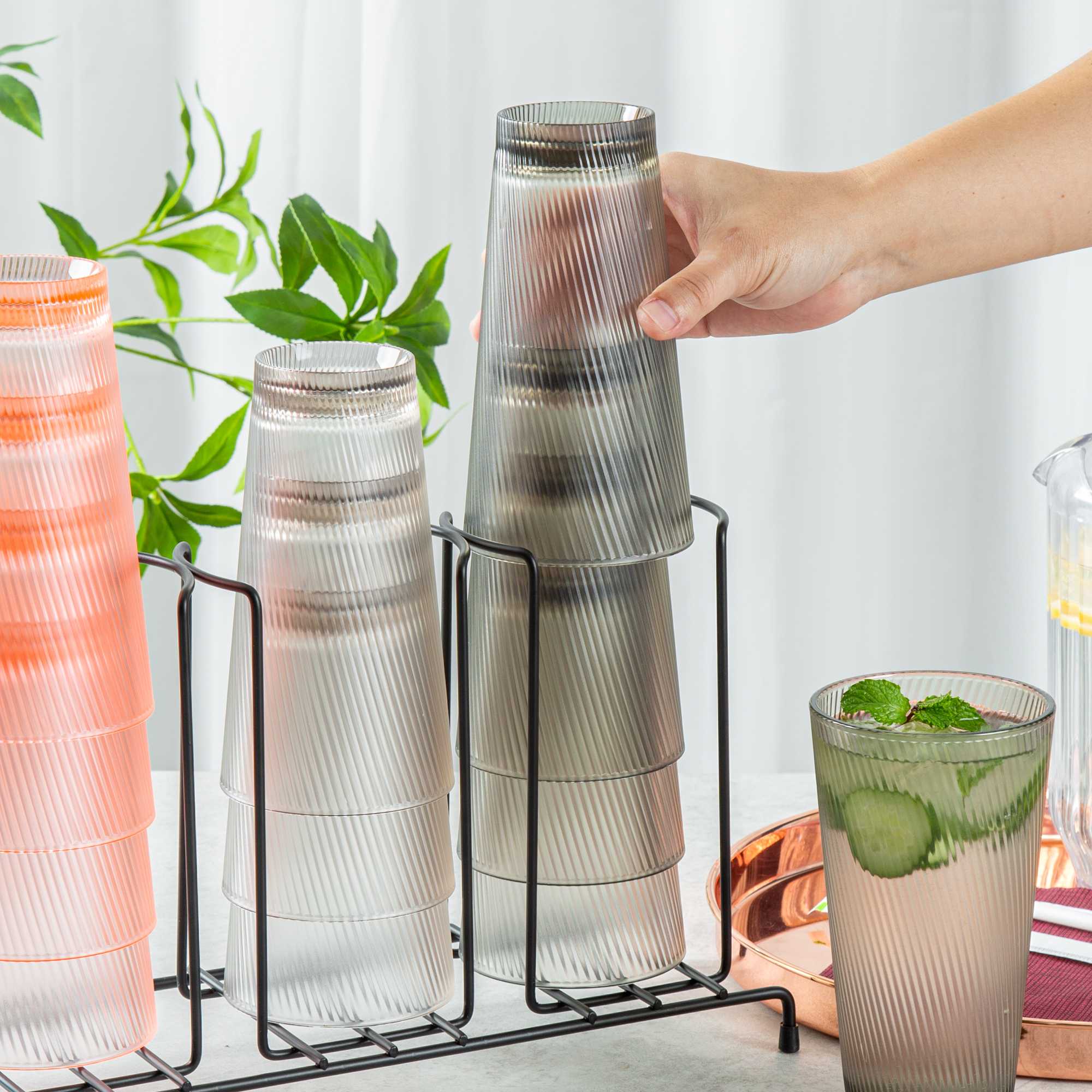 Bev Tek 20 oz Gray SAN Plastic Tumbler - 6 count box