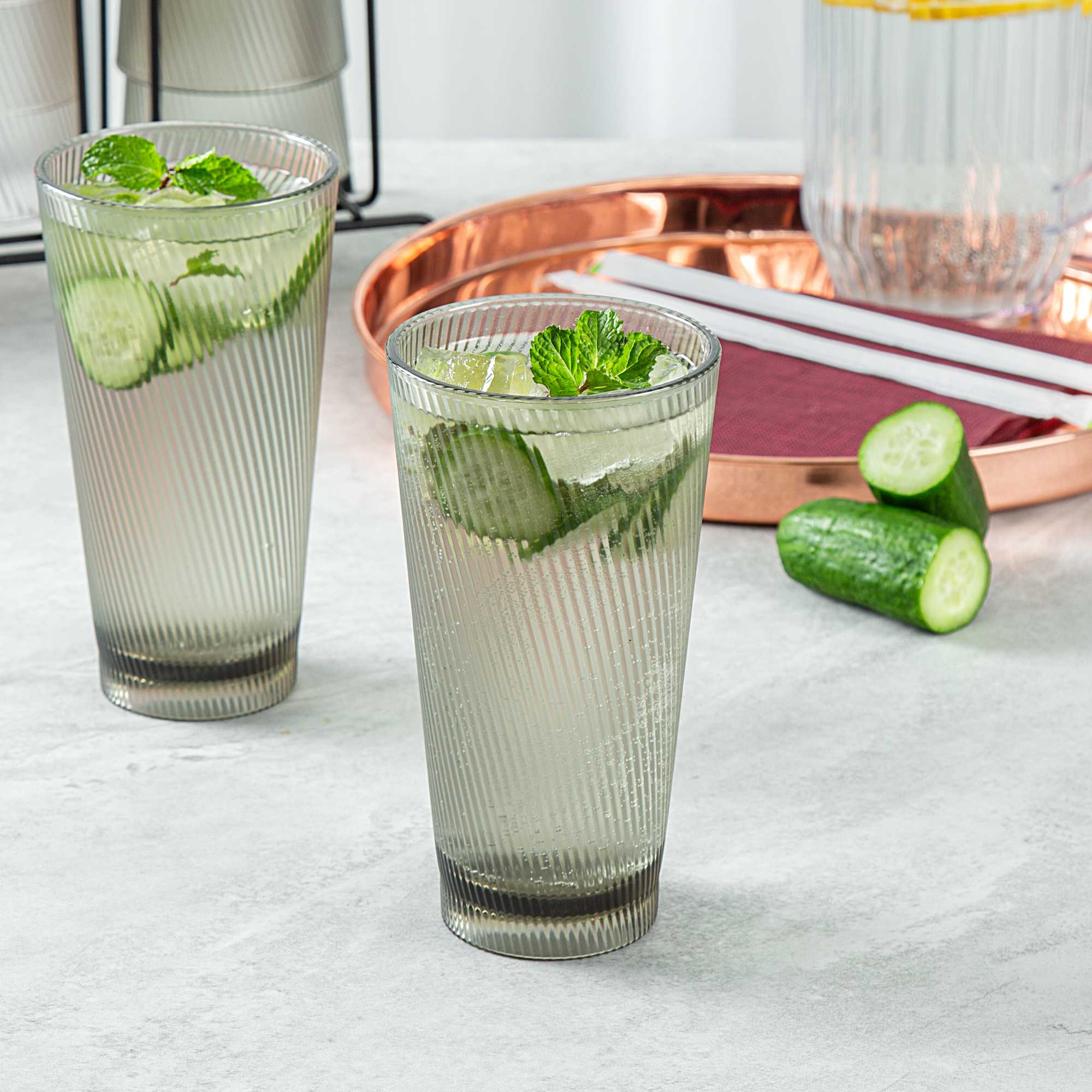 Bev Tek 20 oz Gray SAN Plastic Tumbler - 6 count box