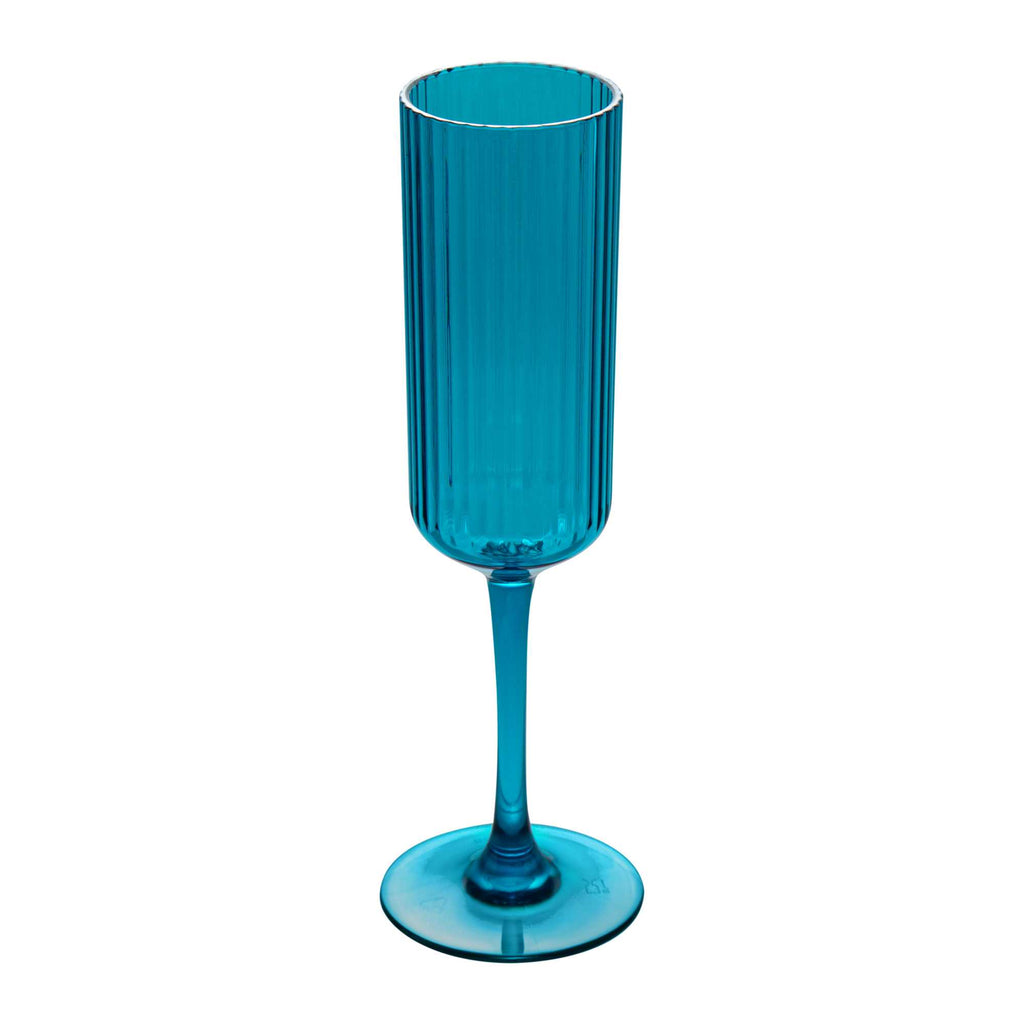 Bev Tek 6 oz Blue SAN Plastic Champagne Flute - 6 count box