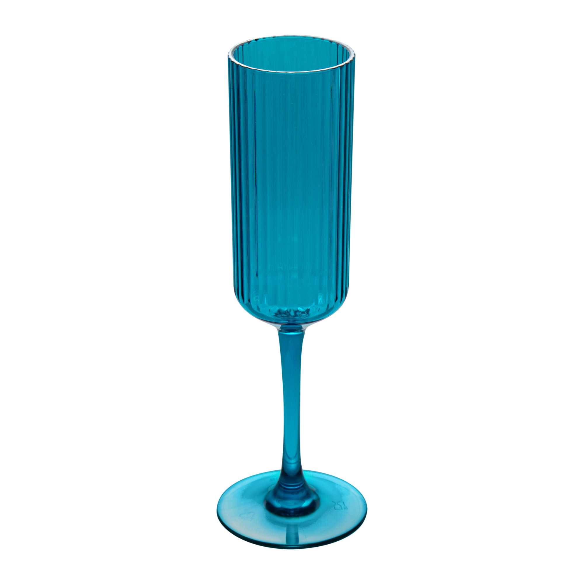 Bev Tek 6 oz Blue SAN Plastic Champagne Flute - 6 count box