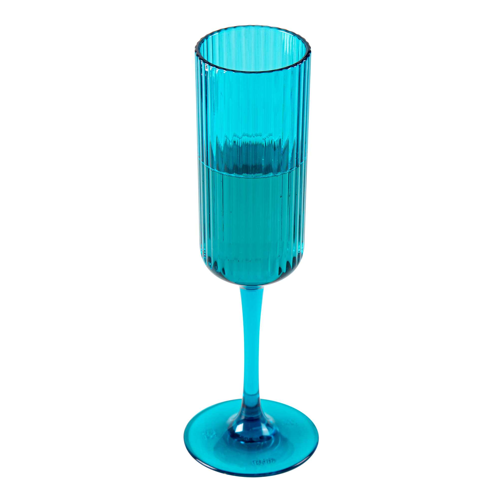 Bev Tek 6 oz Blue SAN Plastic Champagne Flute - 6 count box