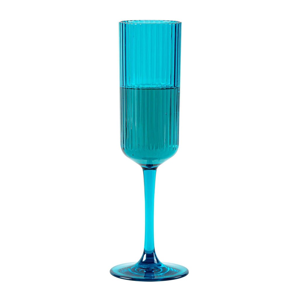 Bev Tek 6 oz Blue SAN Plastic Champagne Flute - 6 count box