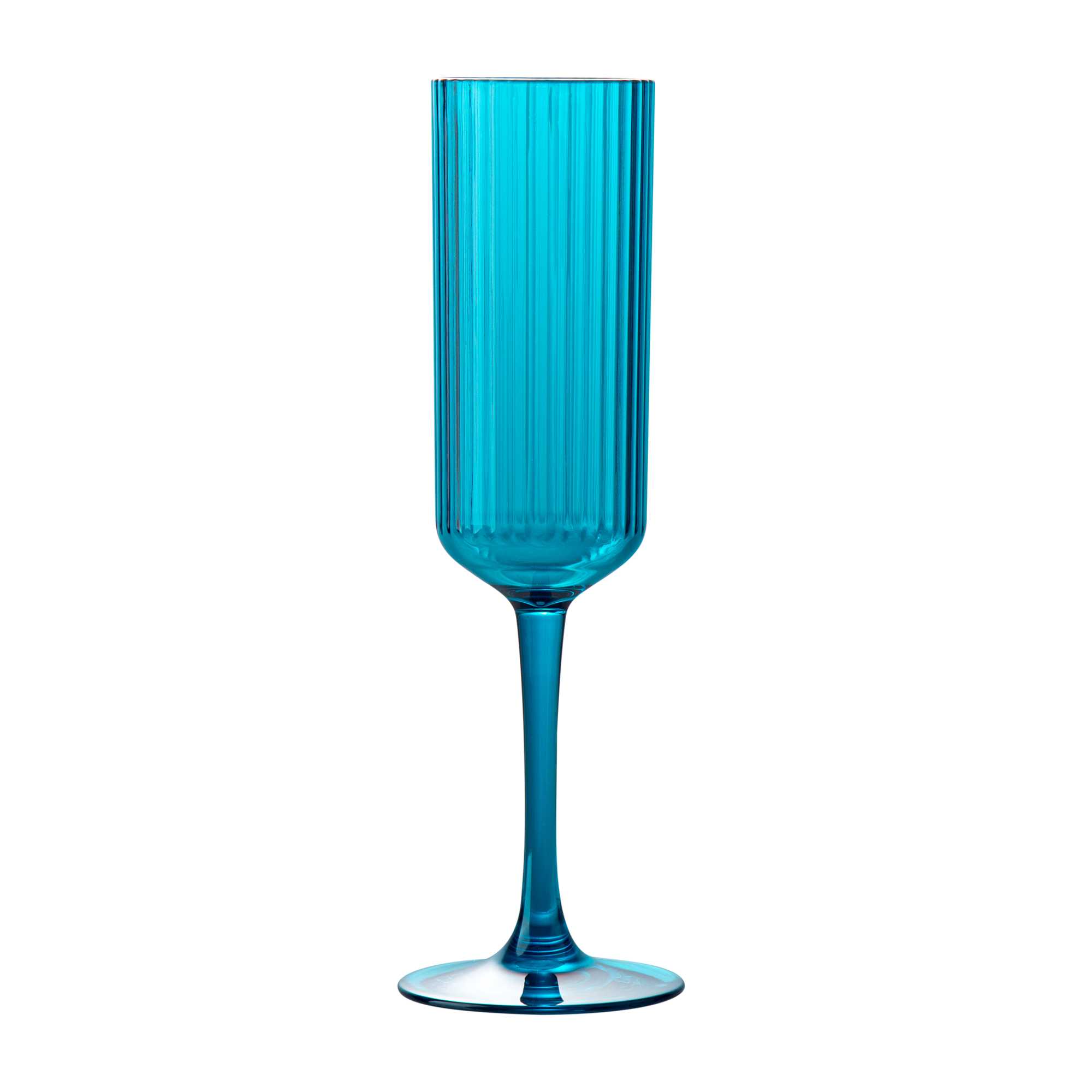 Bev Tek 6 oz Blue SAN Plastic Champagne Flute - 6 count box