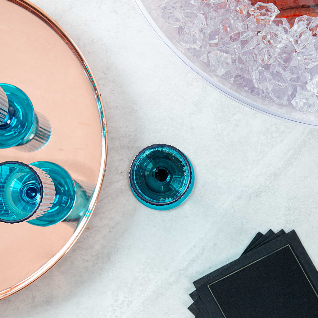 Bev Tek 6 oz Blue SAN Plastic Champagne Flute - 6 count box