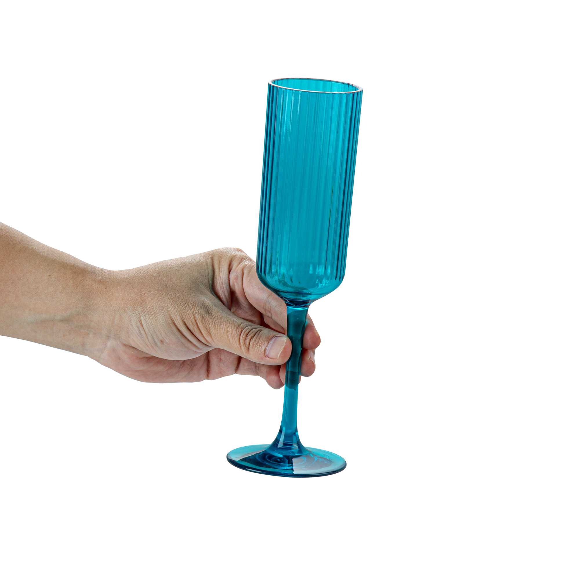Bev Tek 6 oz Blue SAN Plastic Champagne Flute - 48 count box