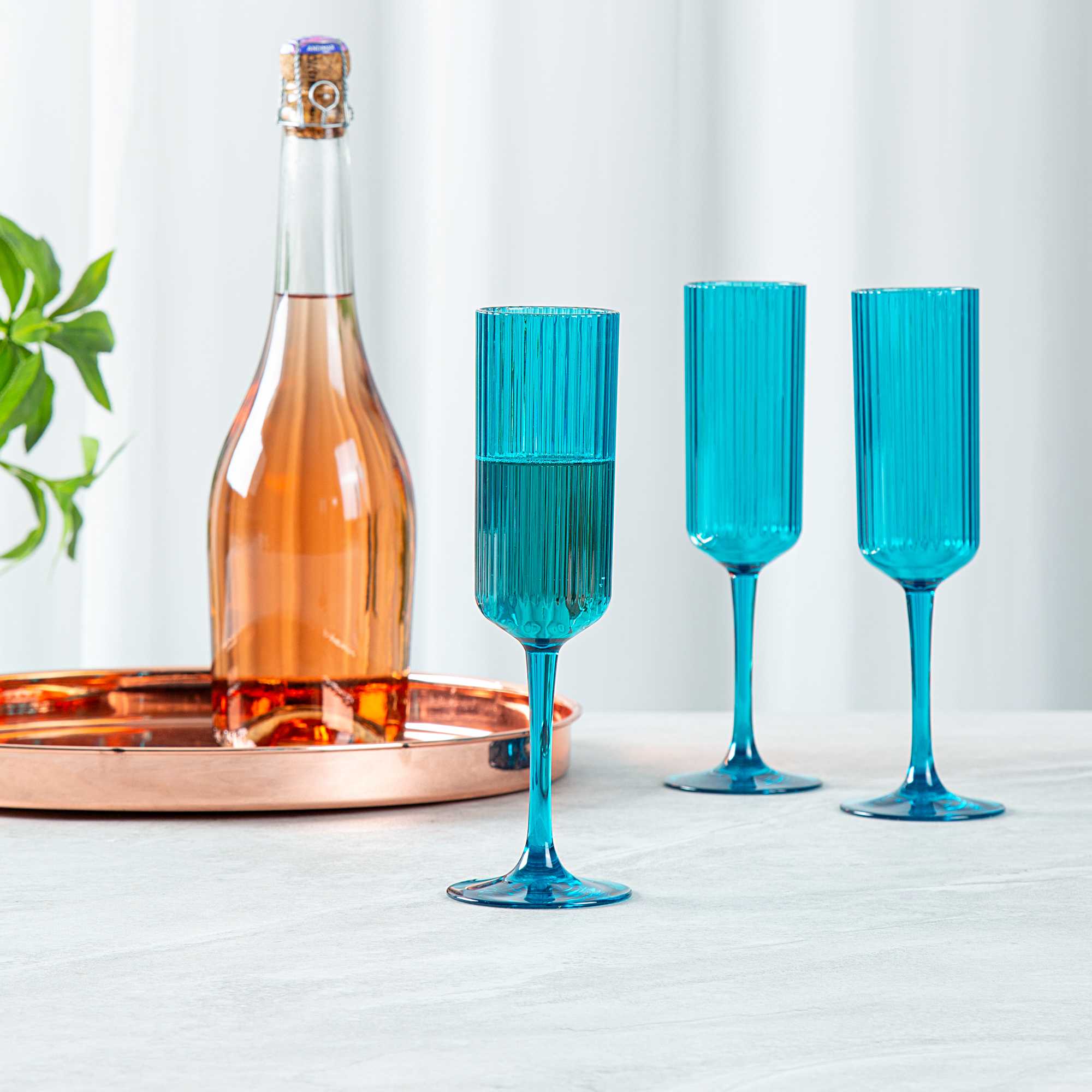 Bev Tek 6 oz Blue SAN Plastic Champagne Flute - 48 count box