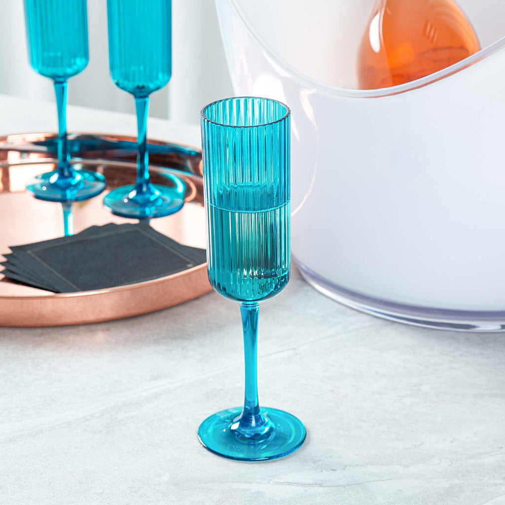 Bev Tek 6 oz Blue SAN Plastic Champagne Flute - 48 count box