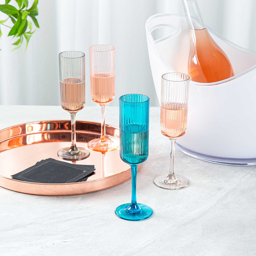 Bev Tek 6 oz Blue SAN Plastic Champagne Flute - 48 count box