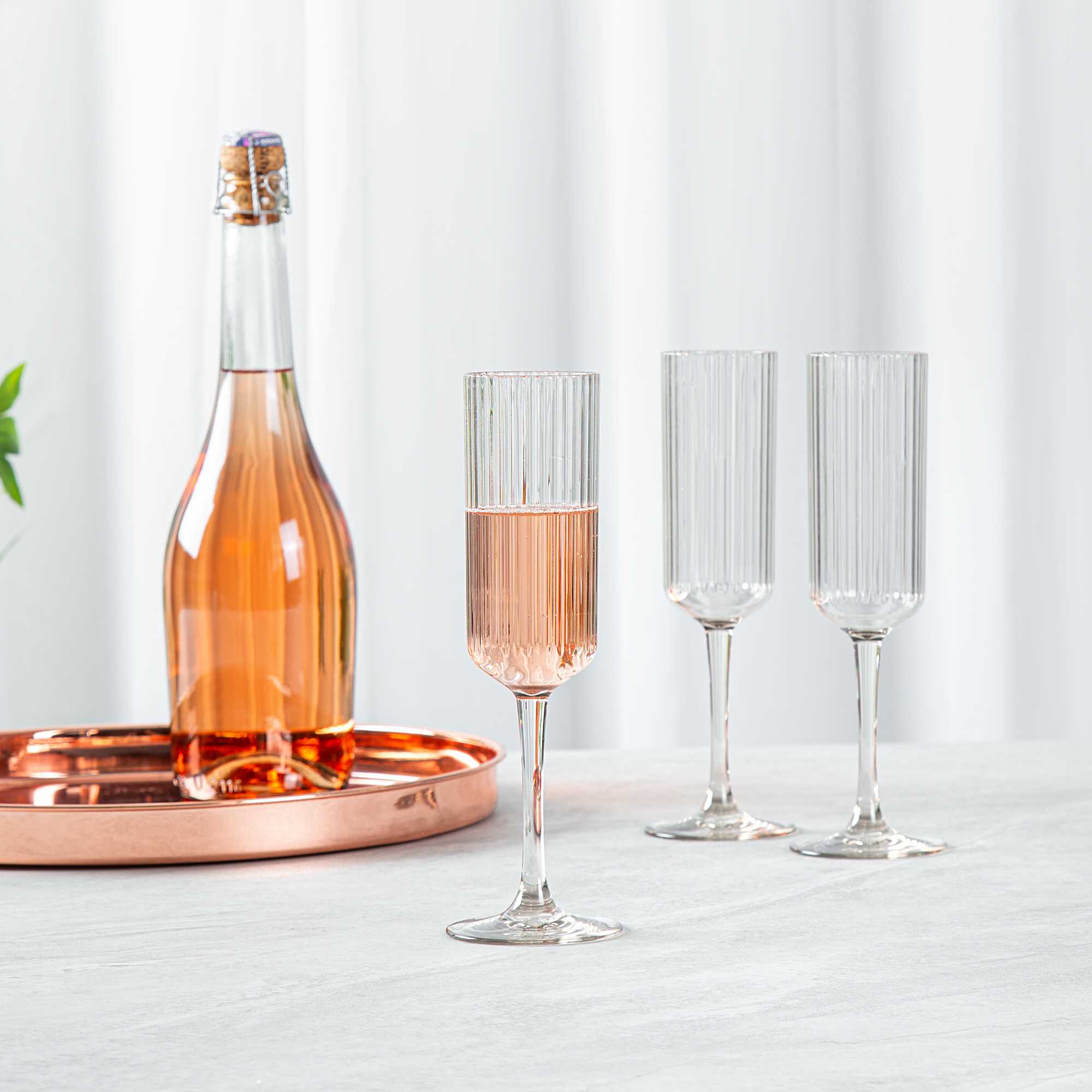 Bev Tek 6 oz Clear SAN Plastic Champagne Flute - 6 count box