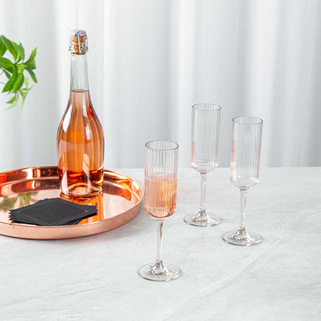 Bev Tek 6 oz Clear SAN Plastic Champagne Flute - 6 count box