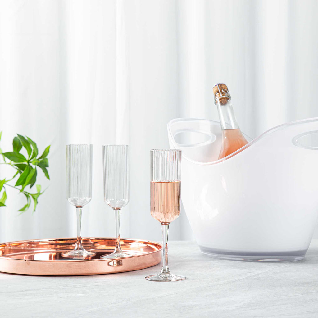 Bev Tek 6 oz Clear SAN Plastic Champagne Flute - 6 count box