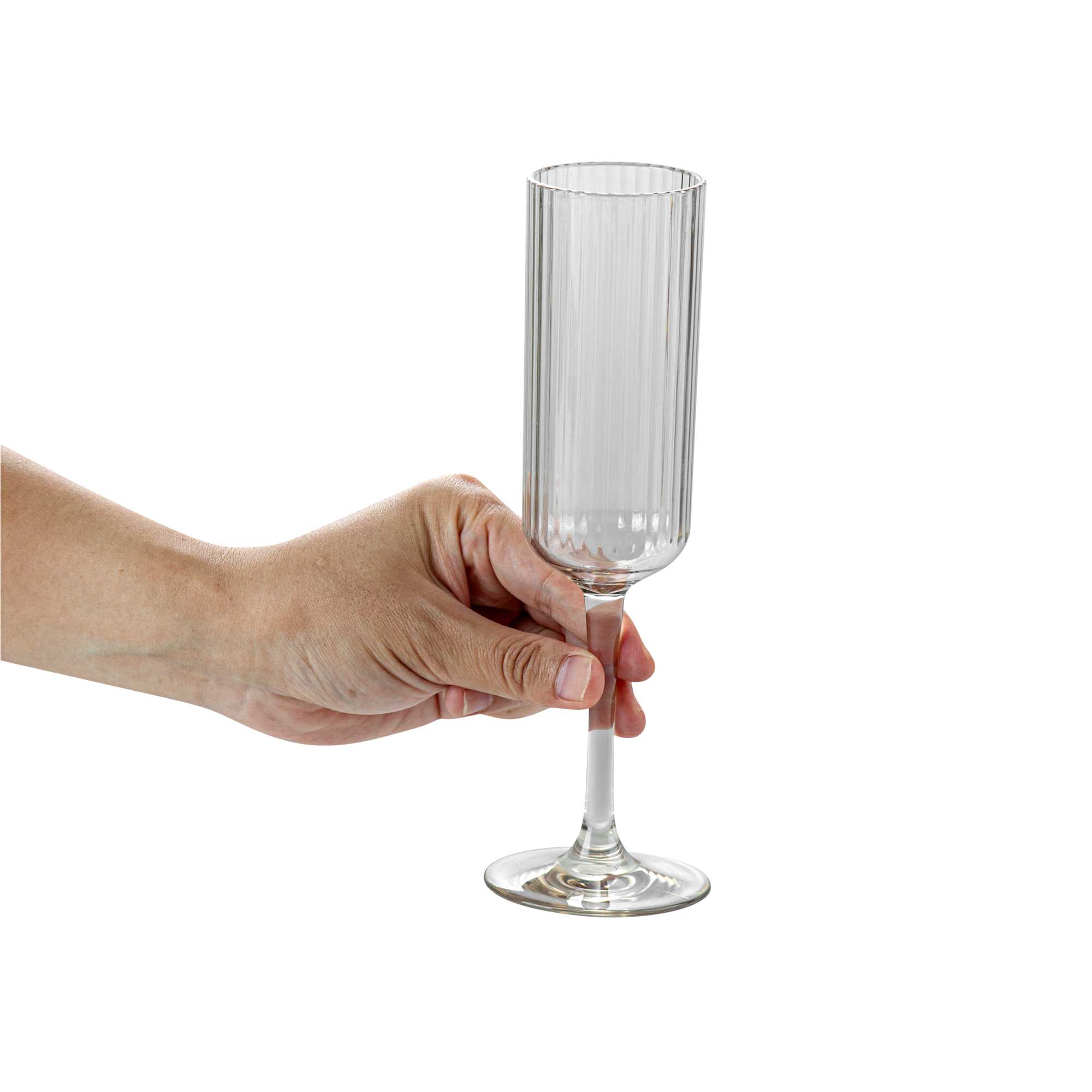 Bev Tek 6 oz Clear SAN Plastic Champagne Flute - 48 count box