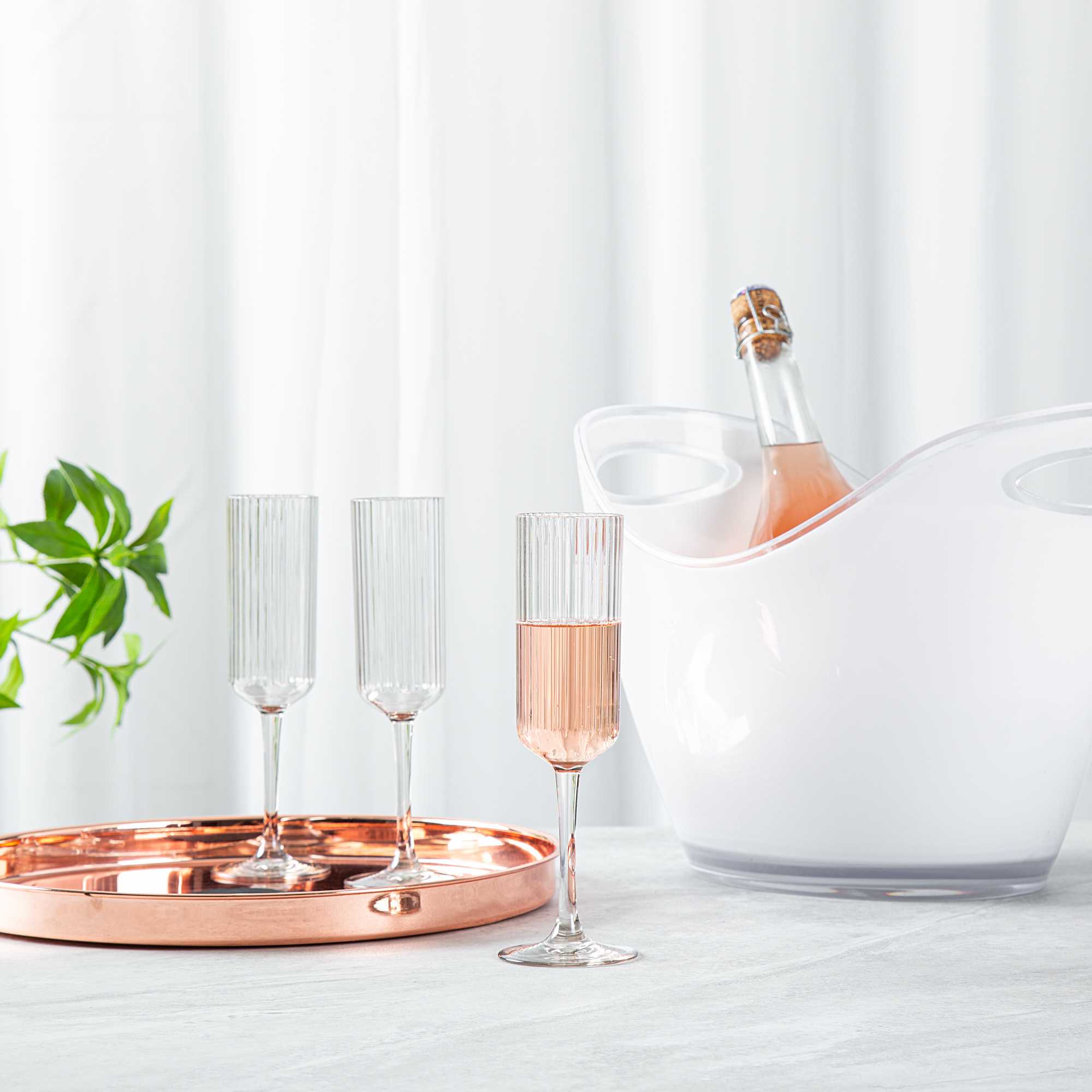 Bev Tek 6 oz Clear SAN Plastic Champagne Flute - 48 count box
