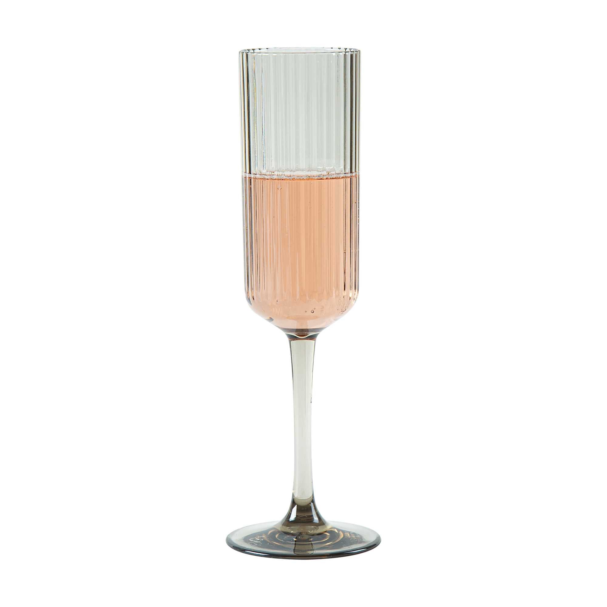Bev Tek 6 oz Gray SAN Plastic Champagne Flute - 6 count box