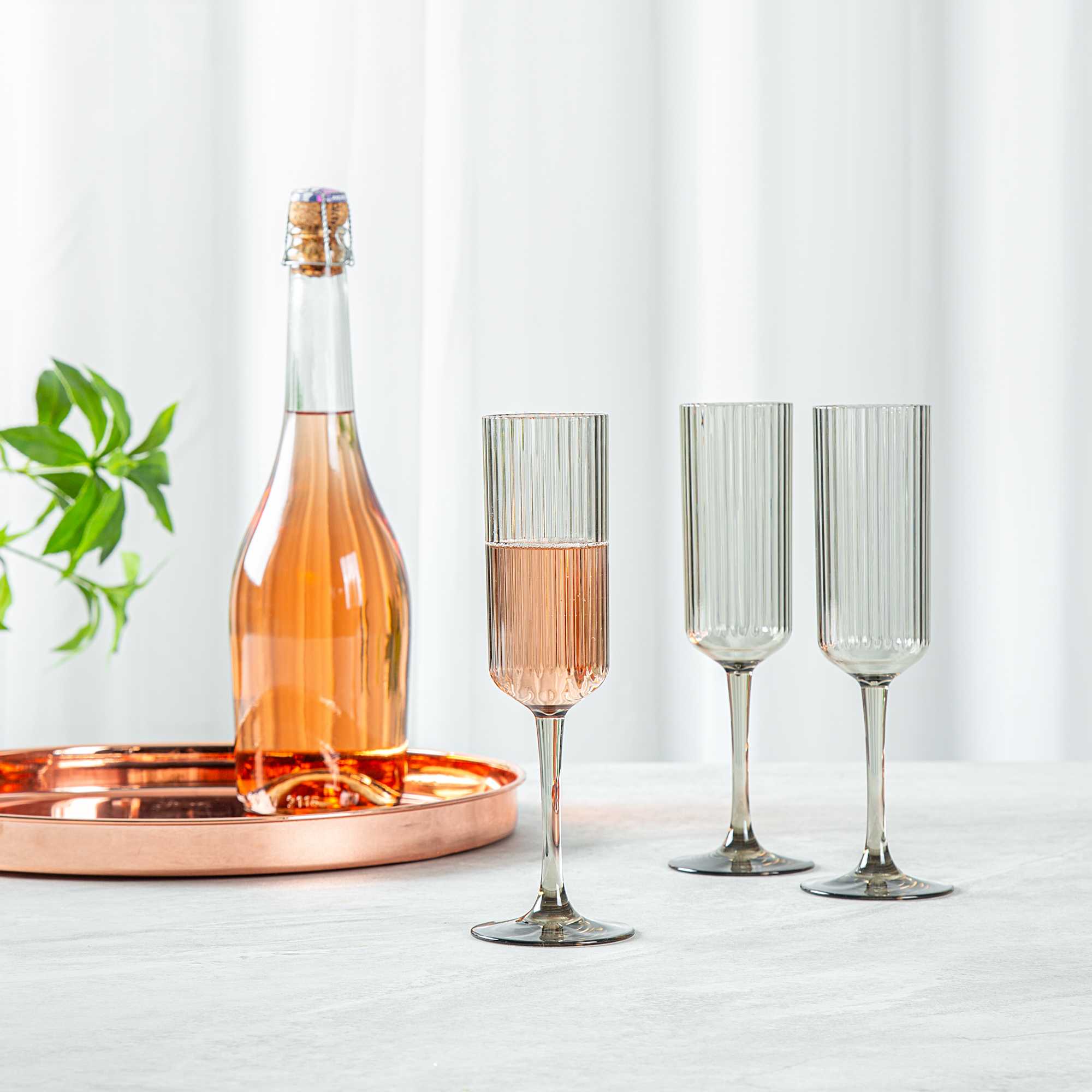 Bev Tek 6 oz Gray SAN Plastic Champagne Flute - 48 count box