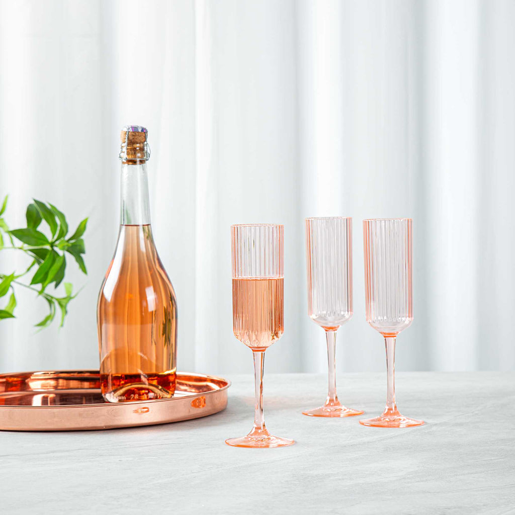 Bev Tek 6 oz Pink SAN Plastic Champagne Flute - 6 count box