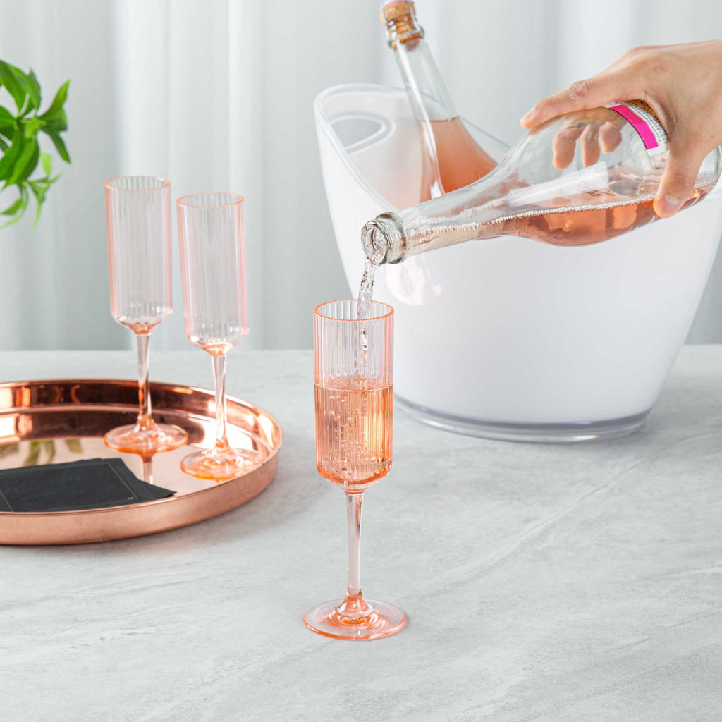 Bev Tek 6 oz Pink SAN Plastic Champagne Flute - 6 count box