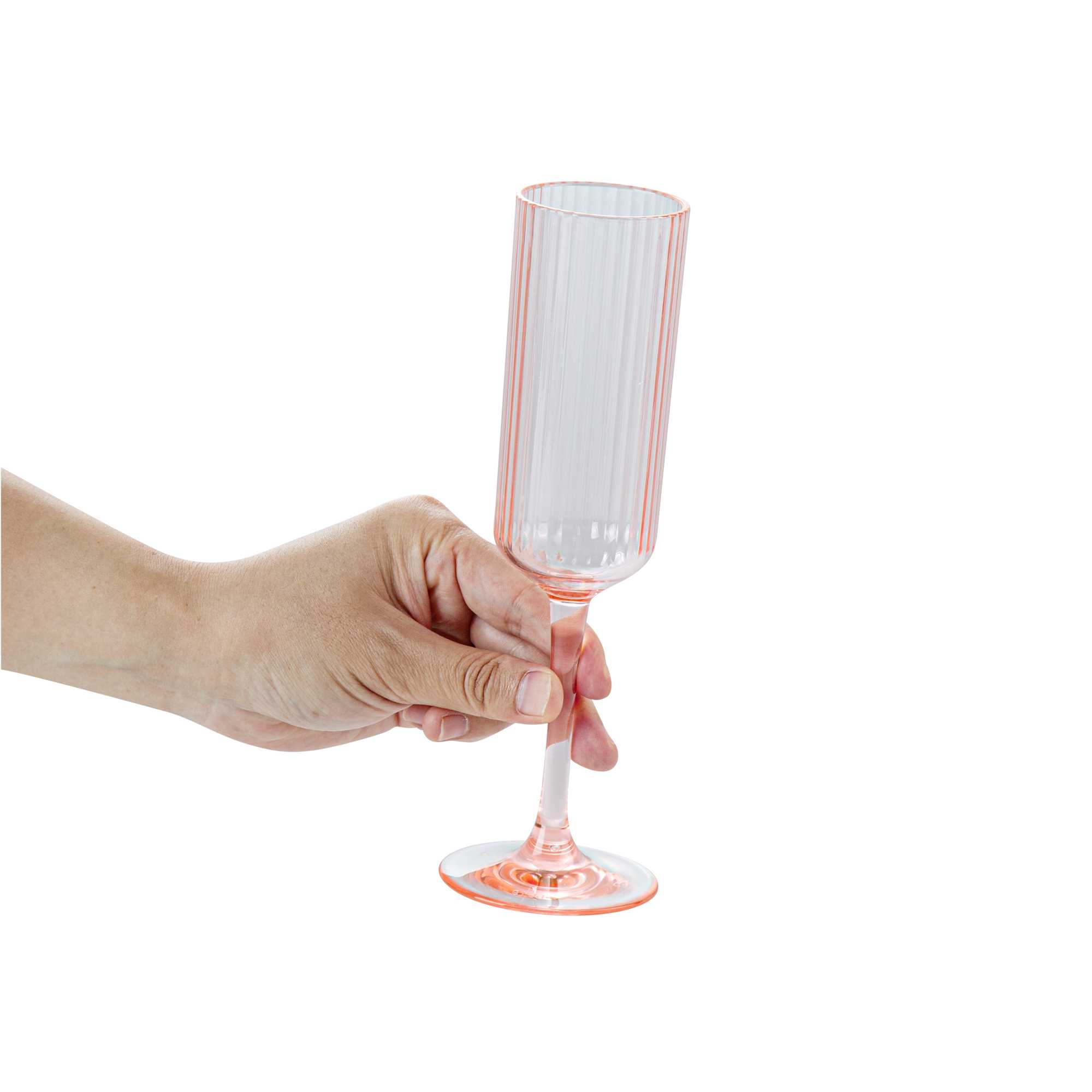 Bev Tek 6 oz Pink SAN Plastic Champagne Flute - 48 count box