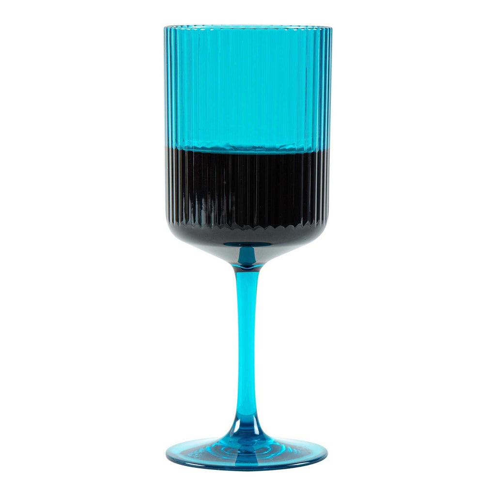 Bev Tek 12 oz Blue SAN Plastic Wine Glass - 6 count box