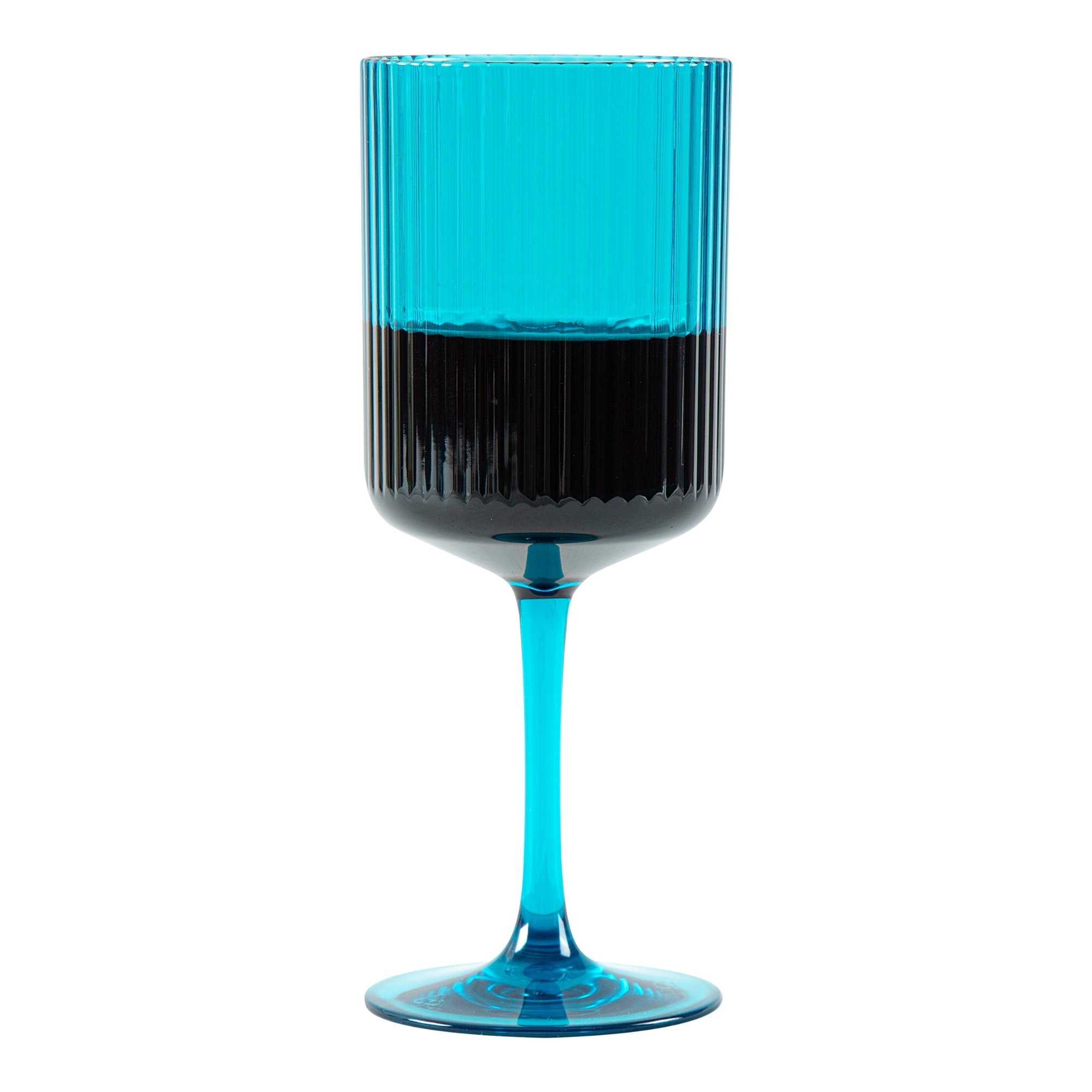 Bev Tek 12 oz Blue SAN Plastic Wine Glass - 6 count box