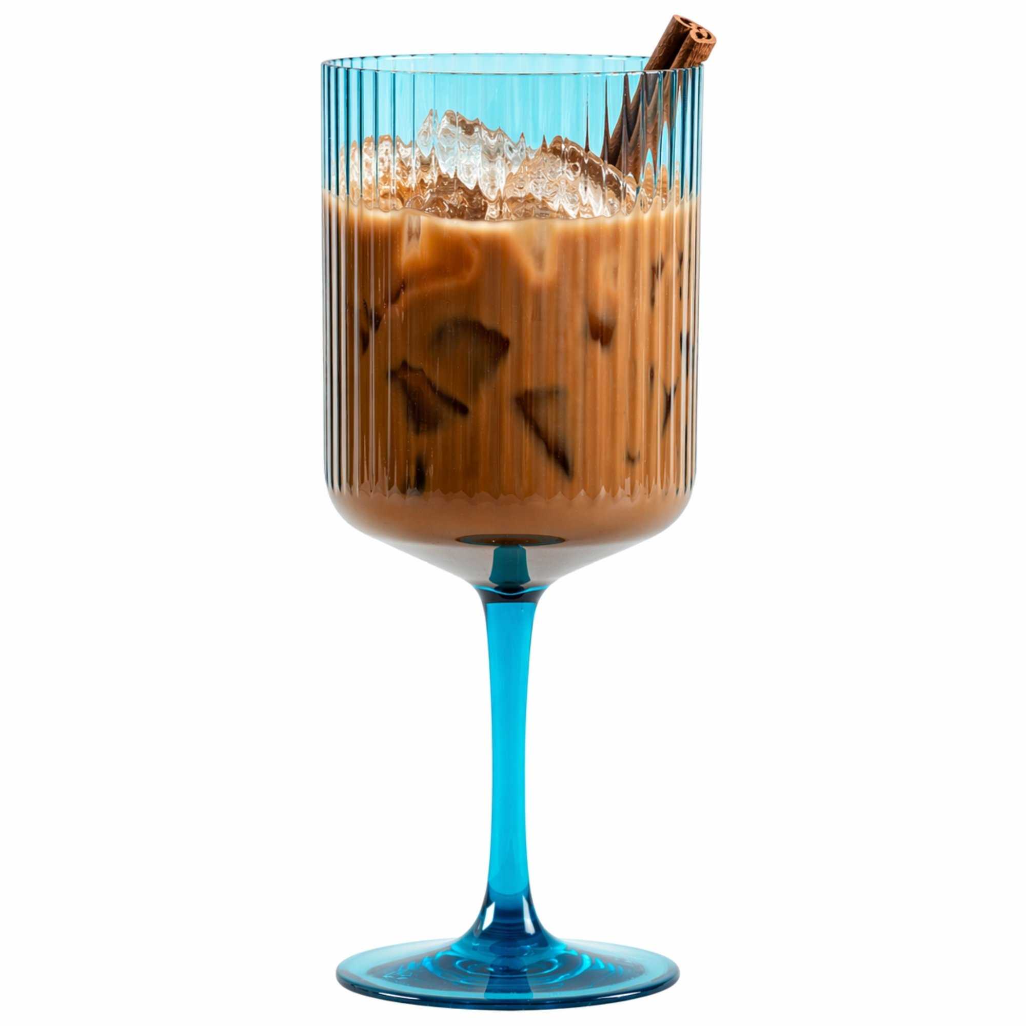 Bev Tek 12 oz Blue SAN Plastic Wine Glass - 6 count box