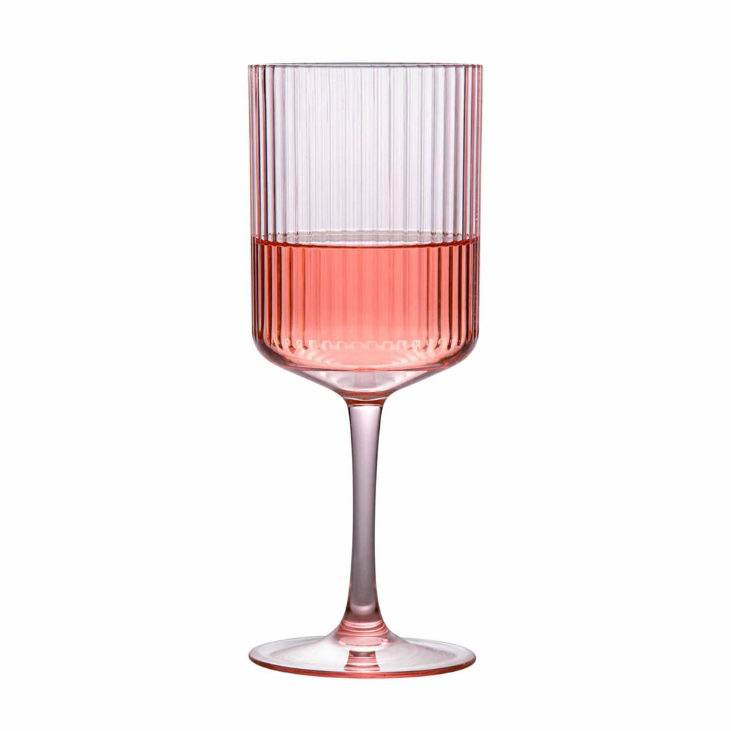 Bev Tek 12 oz Pink SAN Plastic Wine Glass - 6 count box