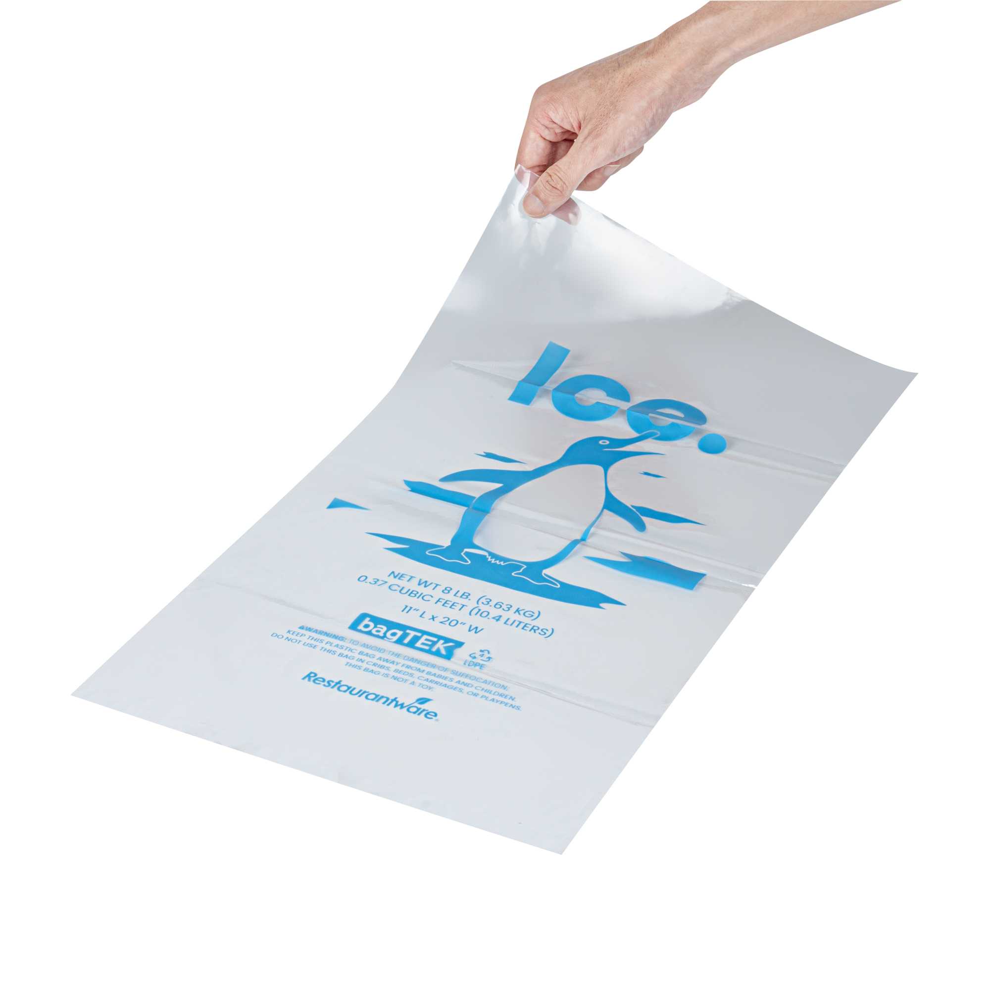 Bag Tek 8 Lb Clear Plastic Ice Bag - with Ice Print - 100 count box