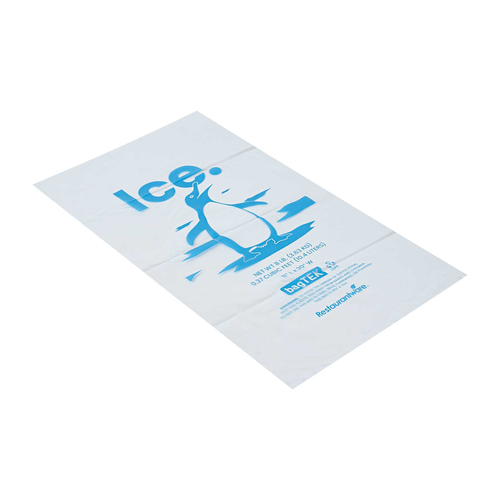 Bag Tek 8 Lb Clear Plastic Ice Bag - with Ice Print - 100 count box