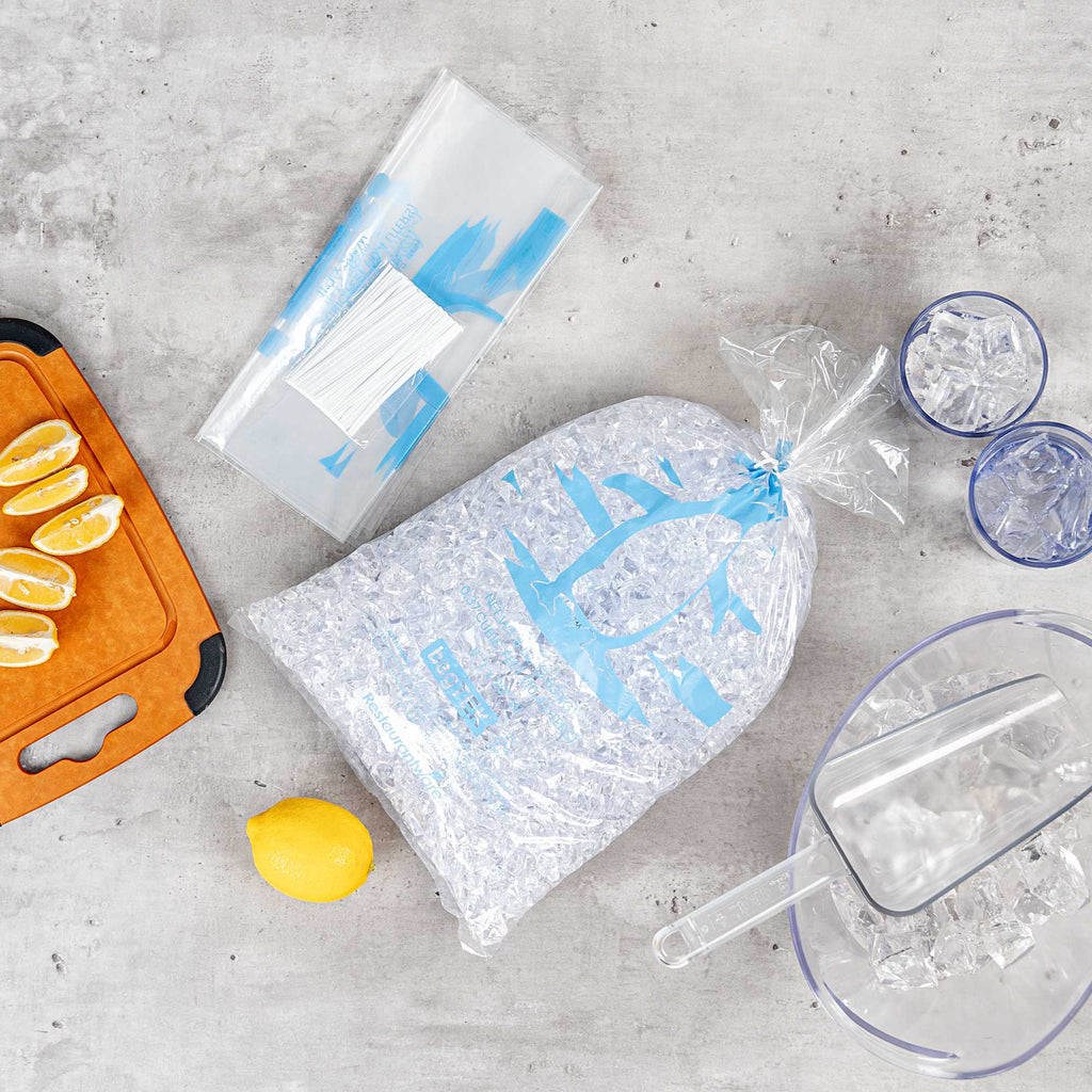 Bag Tek 8 Lb Clear Plastic Ice Bag - with Ice Print - 100 count box