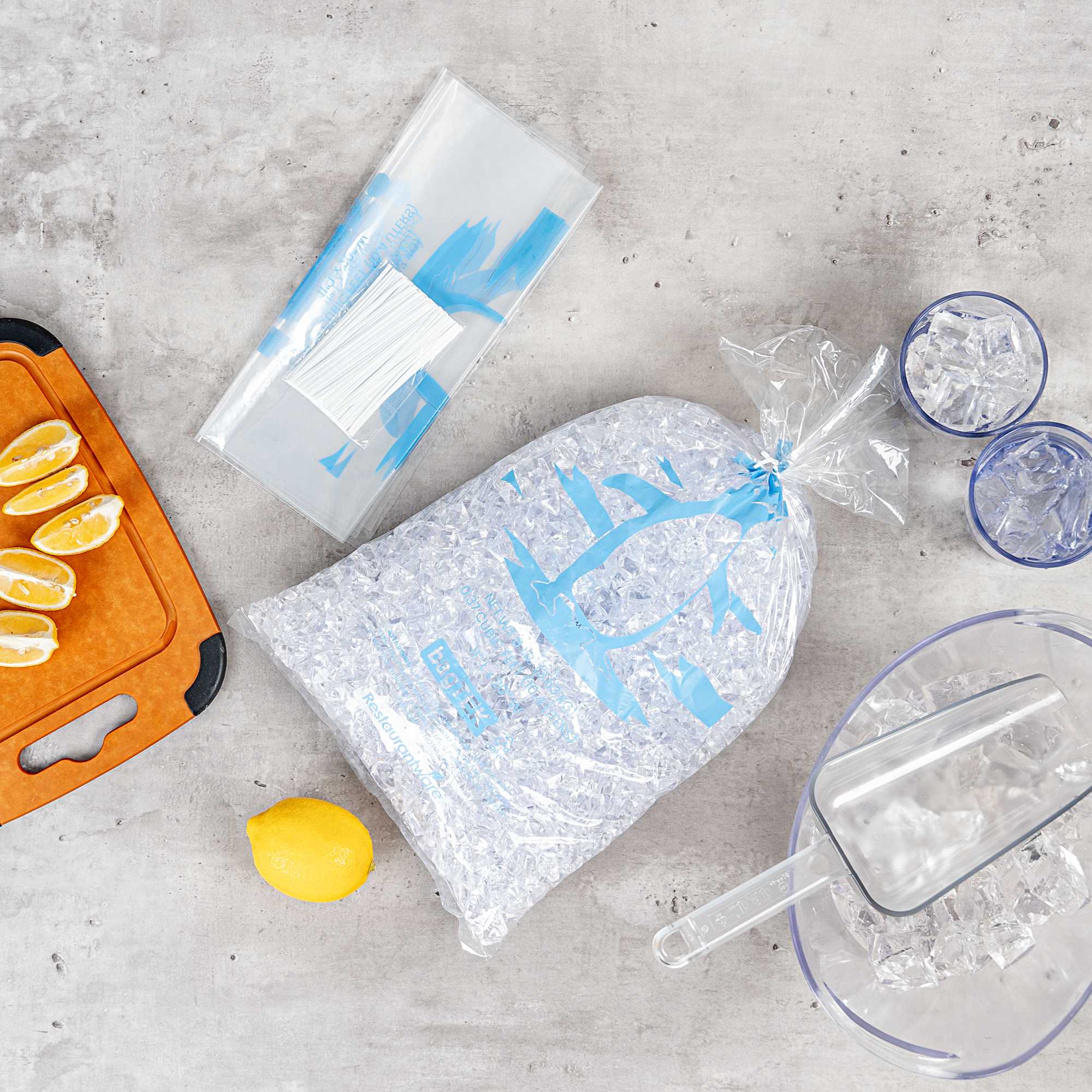 Bag Tek 8 Lb Clear Plastic Ice Bag - with Ice Print - 100 count box