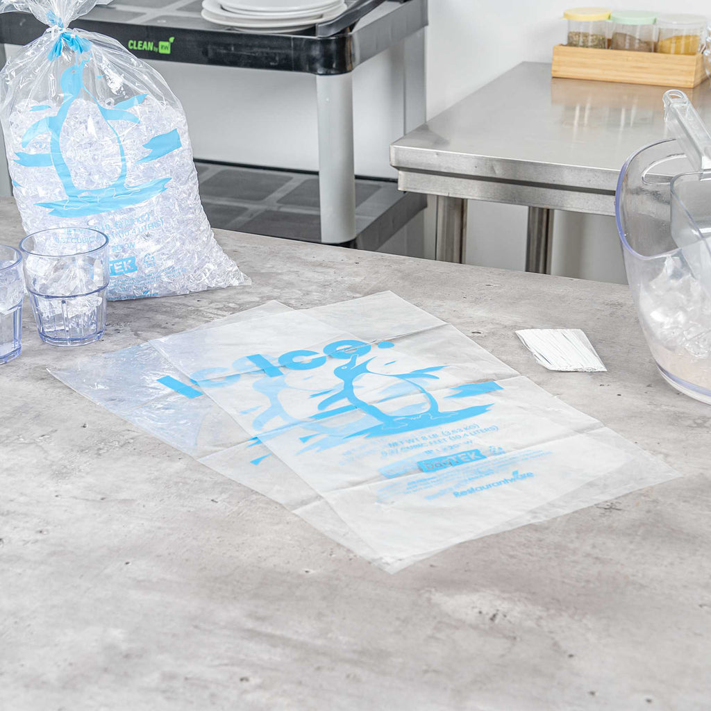 Bag Tek 8 Lb Clear Plastic Ice Bag - with Ice Print - 100 count box