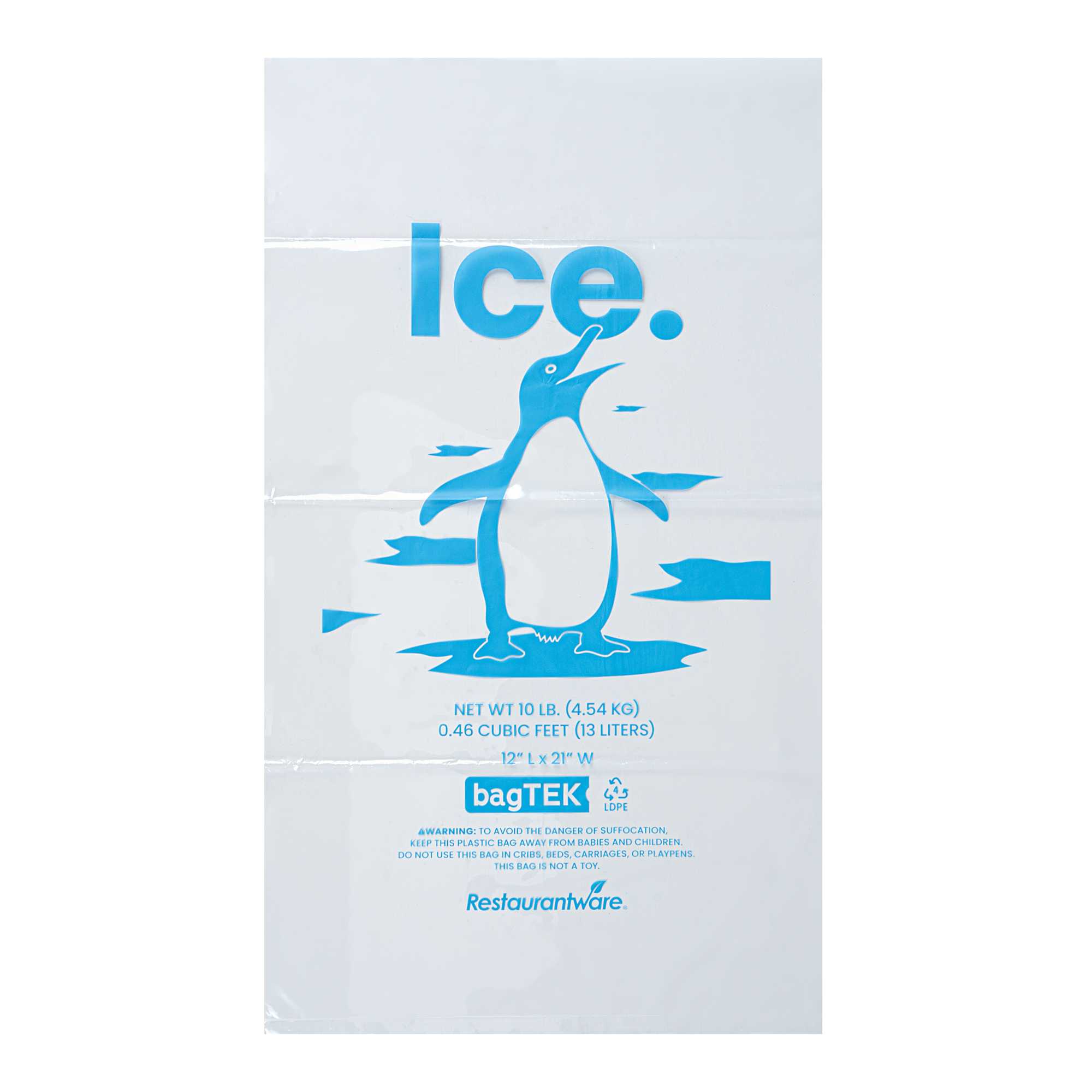 Bag Tek 10 Lb Clear Plastic Ice Bag - with Ice Print - 1000 count box