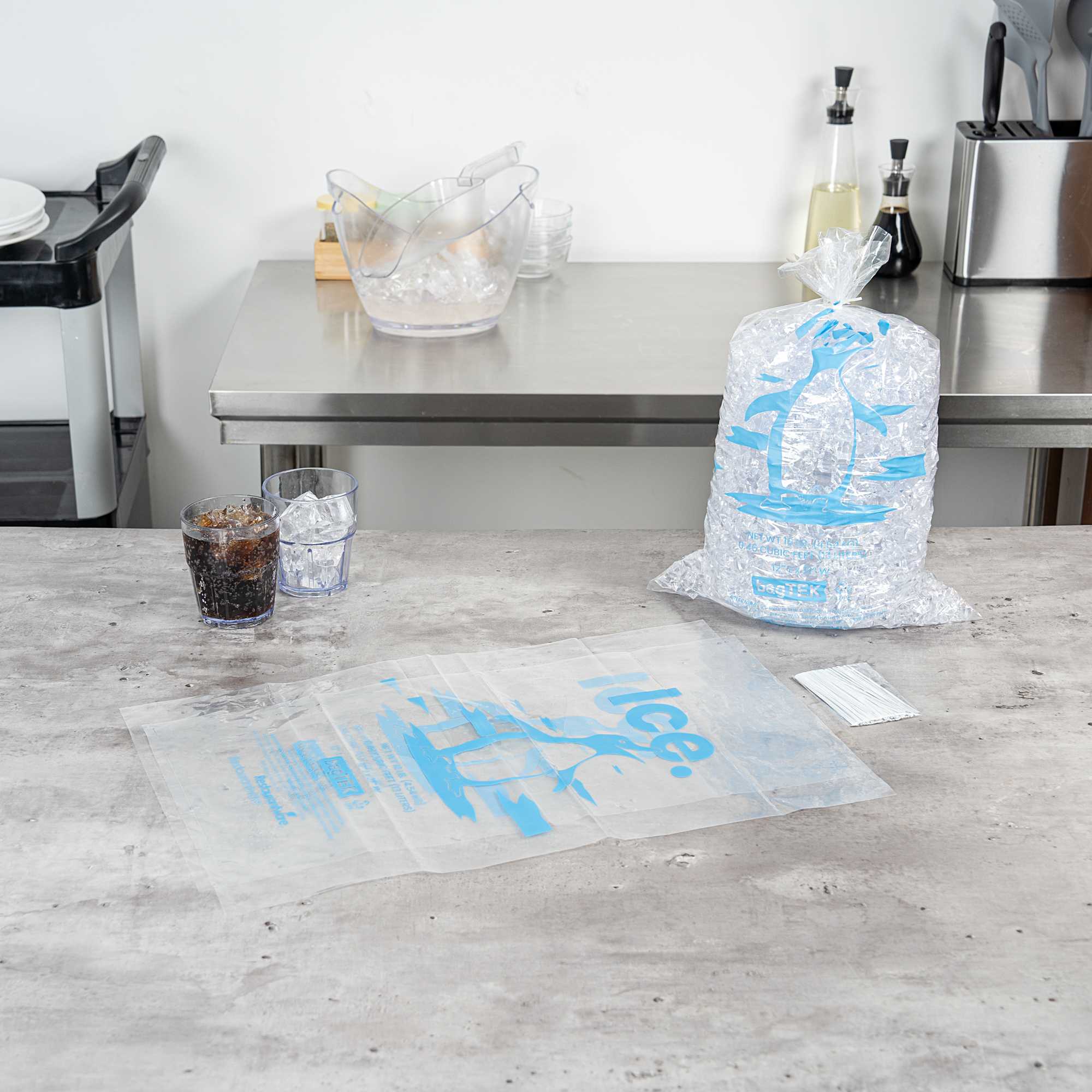 Bag Tek 10 Lb Clear Plastic Ice Bag - with Ice Print - 100 count box