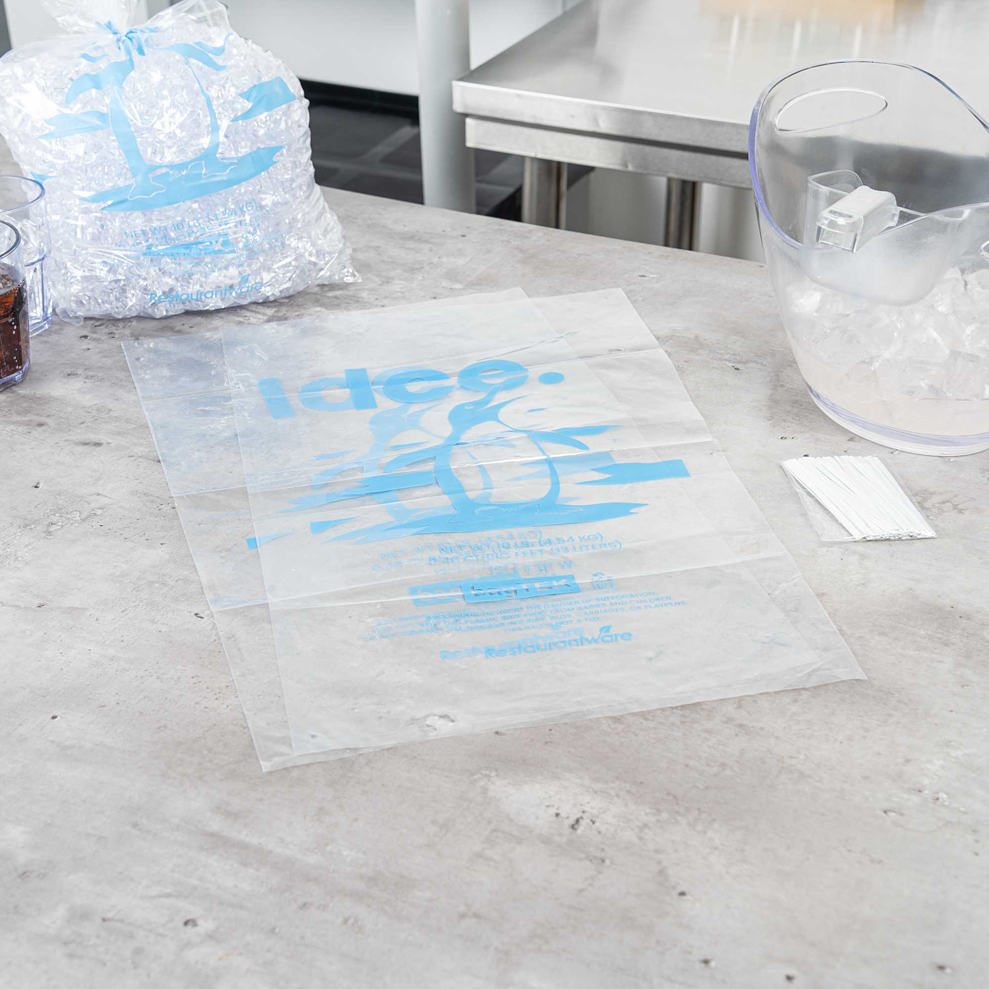 Bag Tek 10 Lb Clear Plastic Ice Bag - with Ice Print - 100 count box