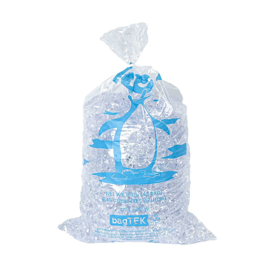 Bag Tek 10 Lb Clear Plastic Ice Bag - with Ice Print - 1000 count box