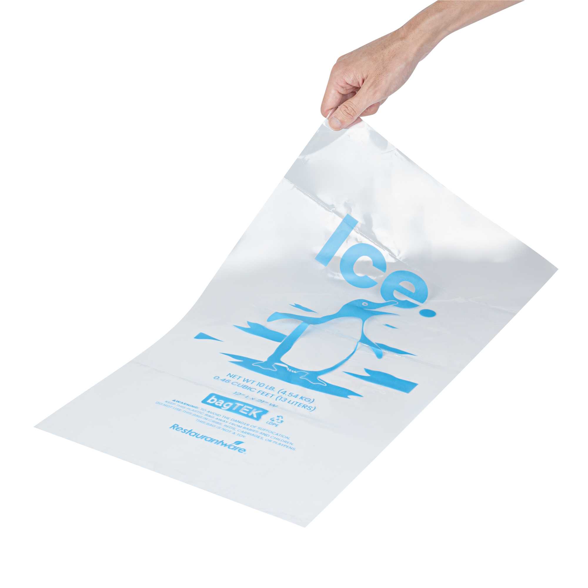 Bag Tek 10 Lb Clear Plastic Ice Bag - with Ice Print - 1000 count box
