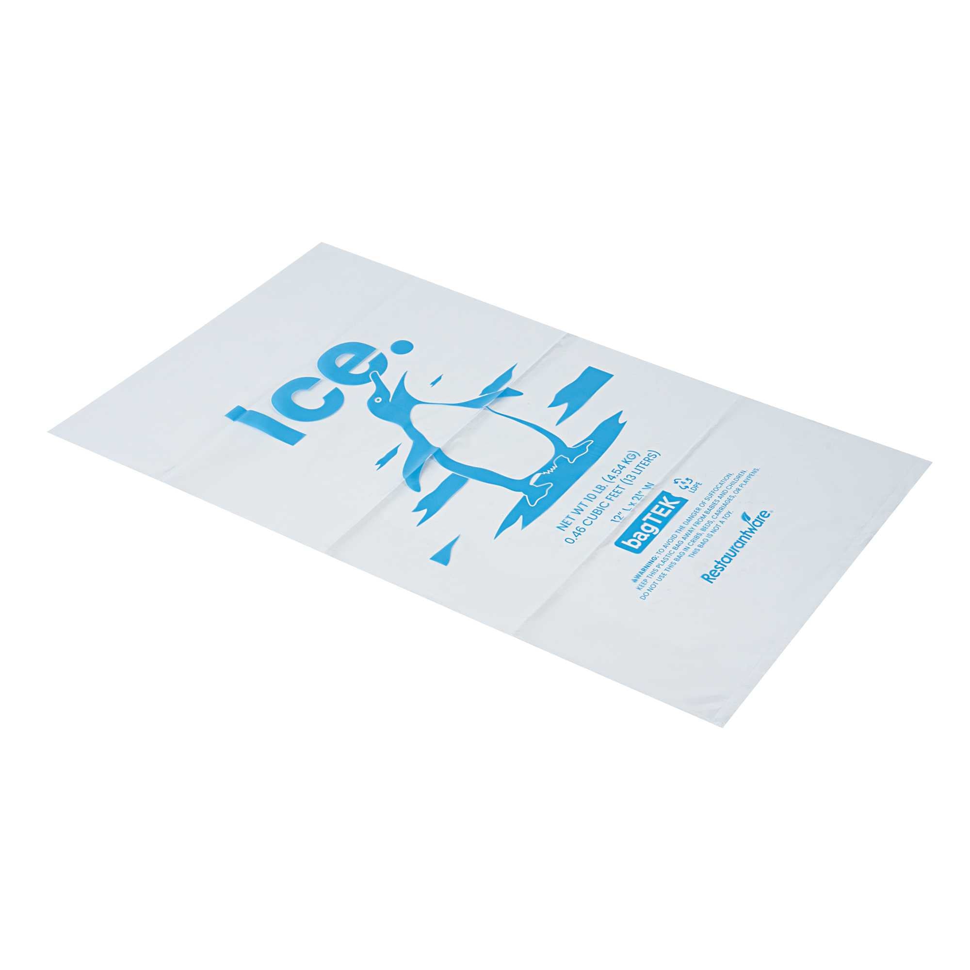 Bag Tek 10 Lb Clear Plastic Ice Bag - with Ice Print - 1000 count box