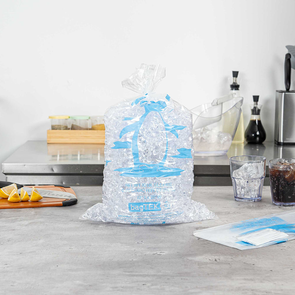 Bag Tek 10 Lb Clear Plastic Ice Bag - with Ice Print - 1000 count box