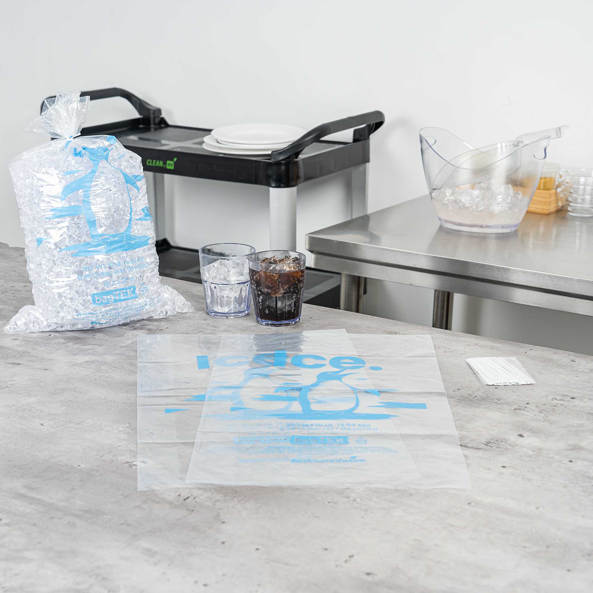 Bag Tek 10 Lb Clear Plastic Ice Bag - with Ice Print - 1000 count box
