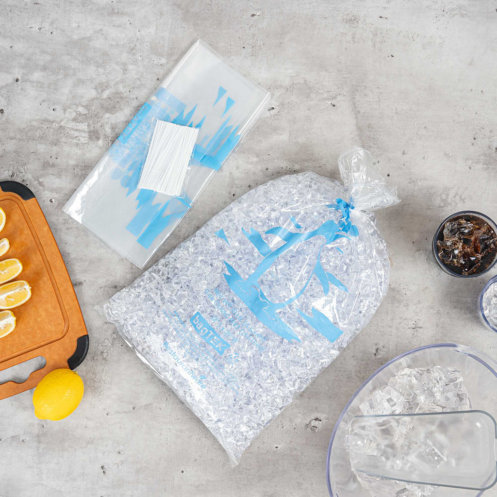 Bag Tek 10 Lb Clear Plastic Ice Bag - with Ice Print - 1000 count box