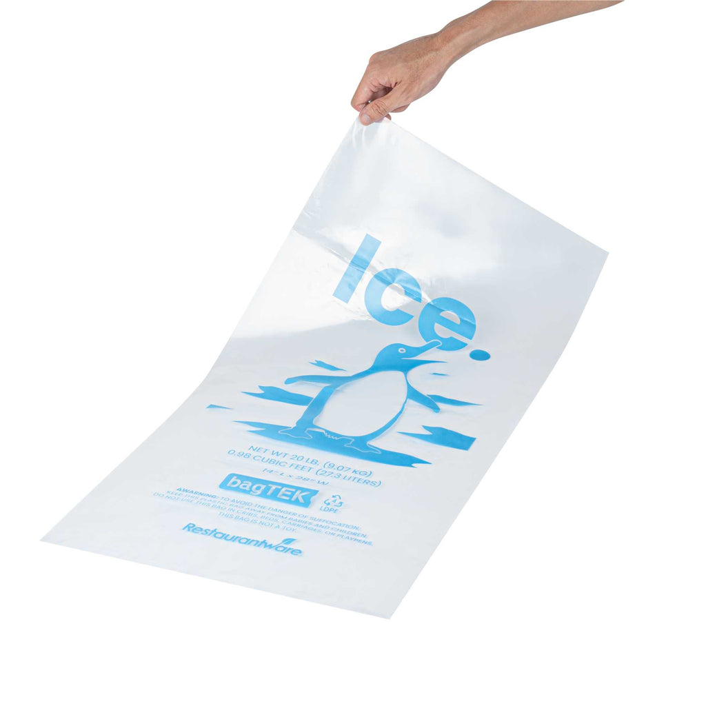Bag Tek 20 Lb Clear Plastic Ice Bag - with Ice Print - 100 count box