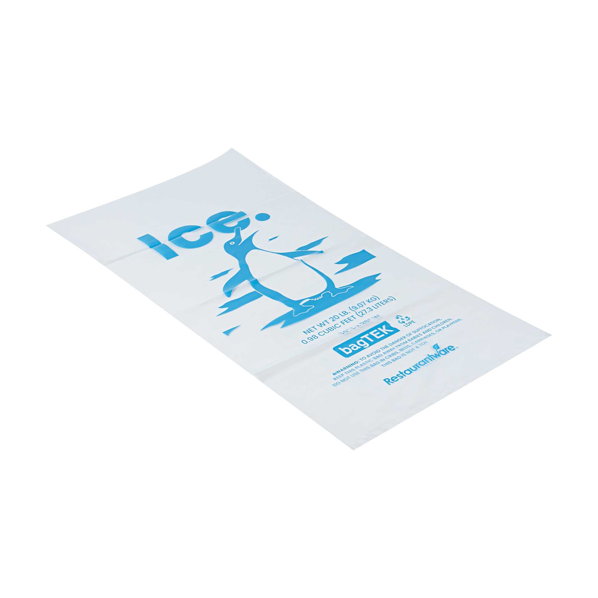 Bag Tek 20 Lb Clear Plastic Ice Bag - with Ice Print - 100 count box