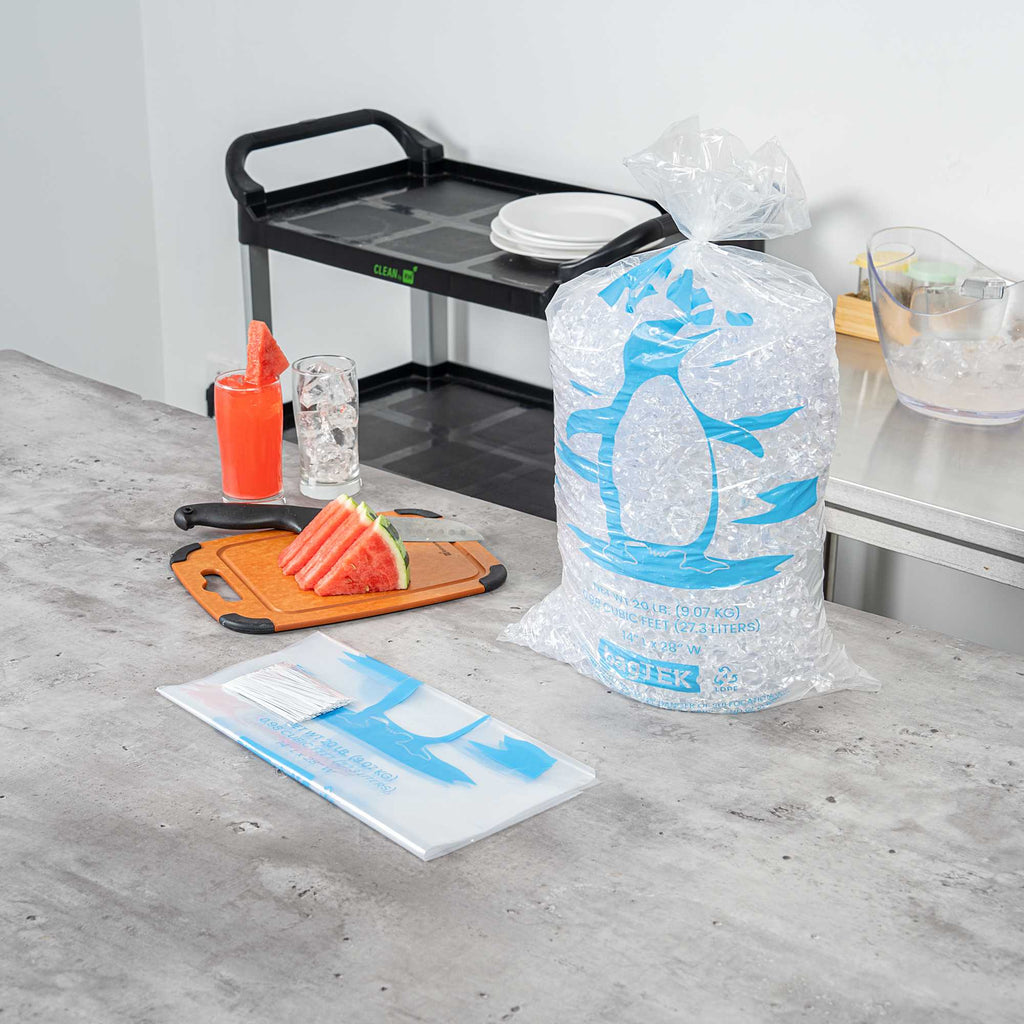 Bag Tek 20 Lb Clear Plastic Ice Bag - with Ice Print - 500 count box