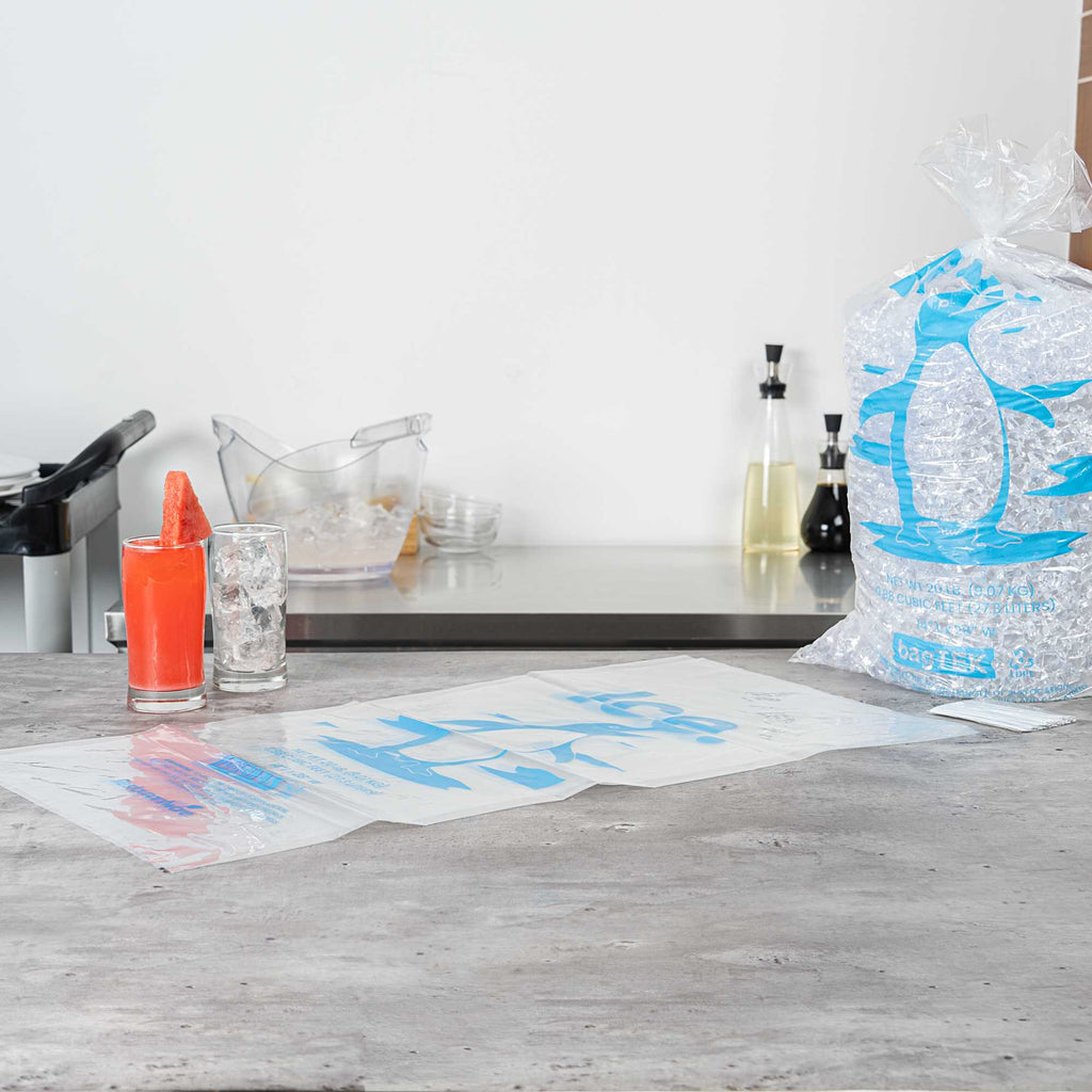 Bag Tek 20 Lb Clear Plastic Ice Bag - with Ice Print - 500 count box