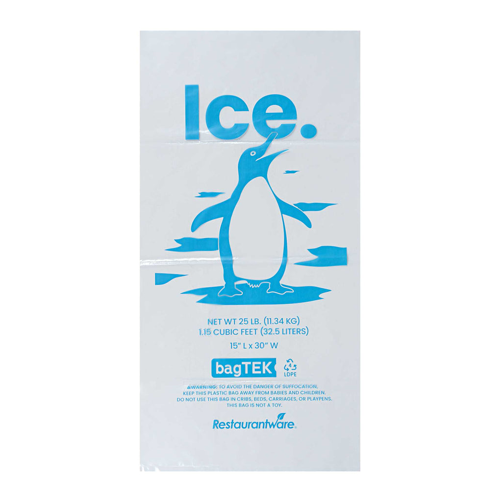Bag Tek 25 Lb Clear Plastic Ice Bag - with Ice Print - 500 count box