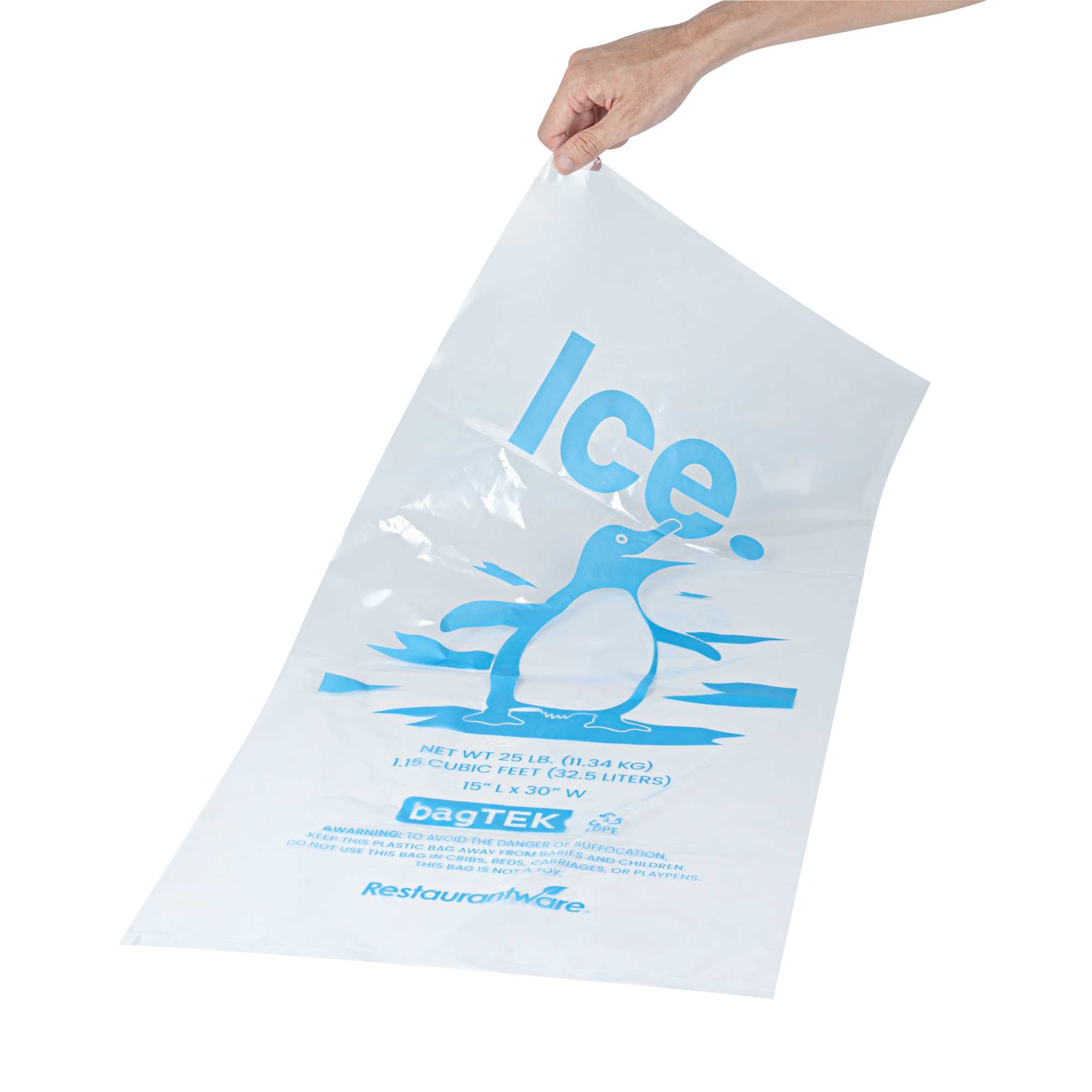 Bag Tek 25 Lb Clear Plastic Ice Bag - with Ice Print - 100 count box